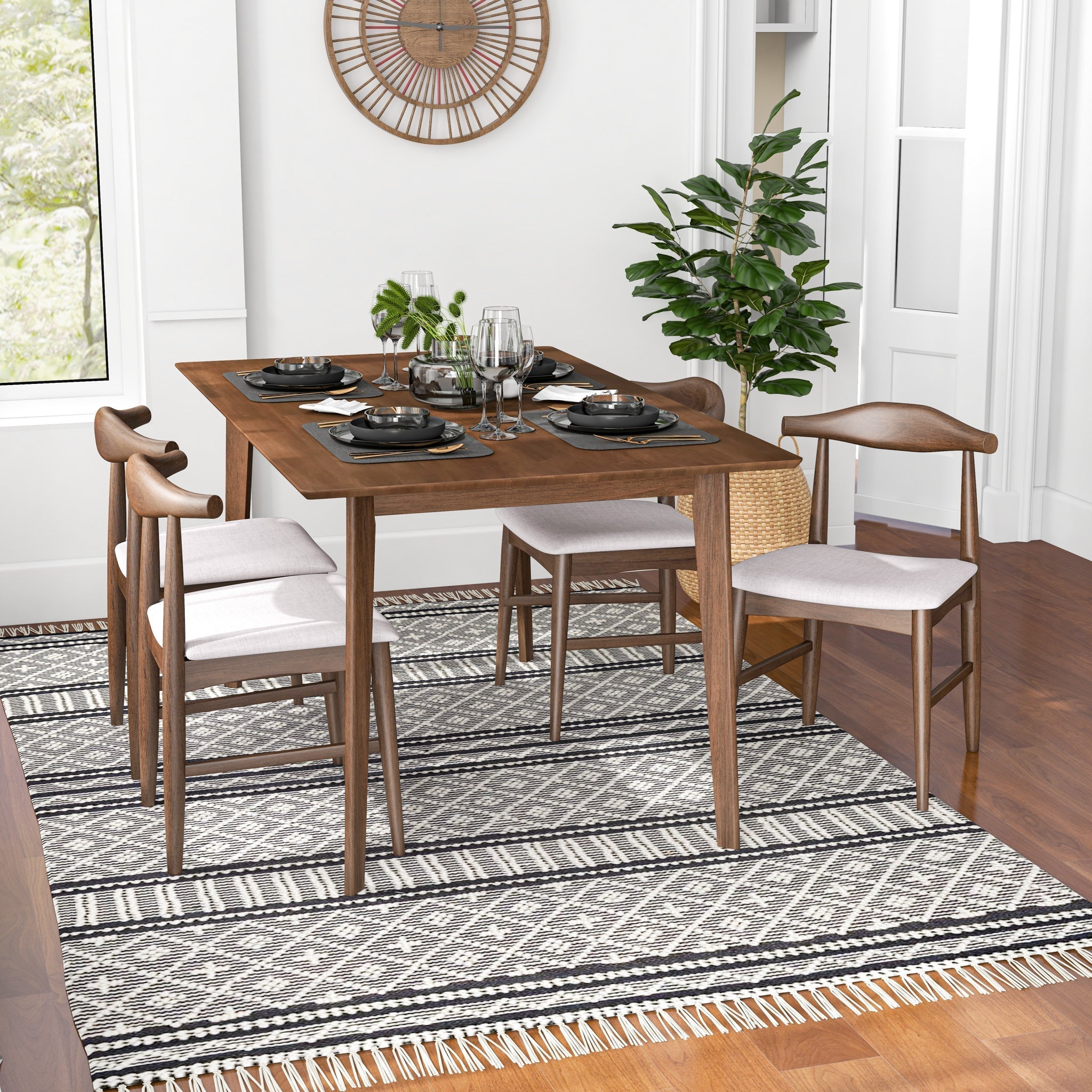 Abbott Dining set with 4 Winston Beige Fabric Chairs Small