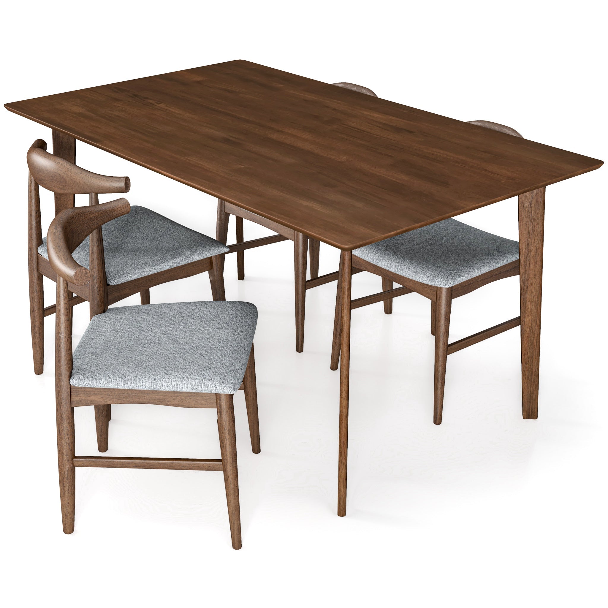 Abbott Large Walnut Dining Set with 4 Winston Gray Fabric Chairs