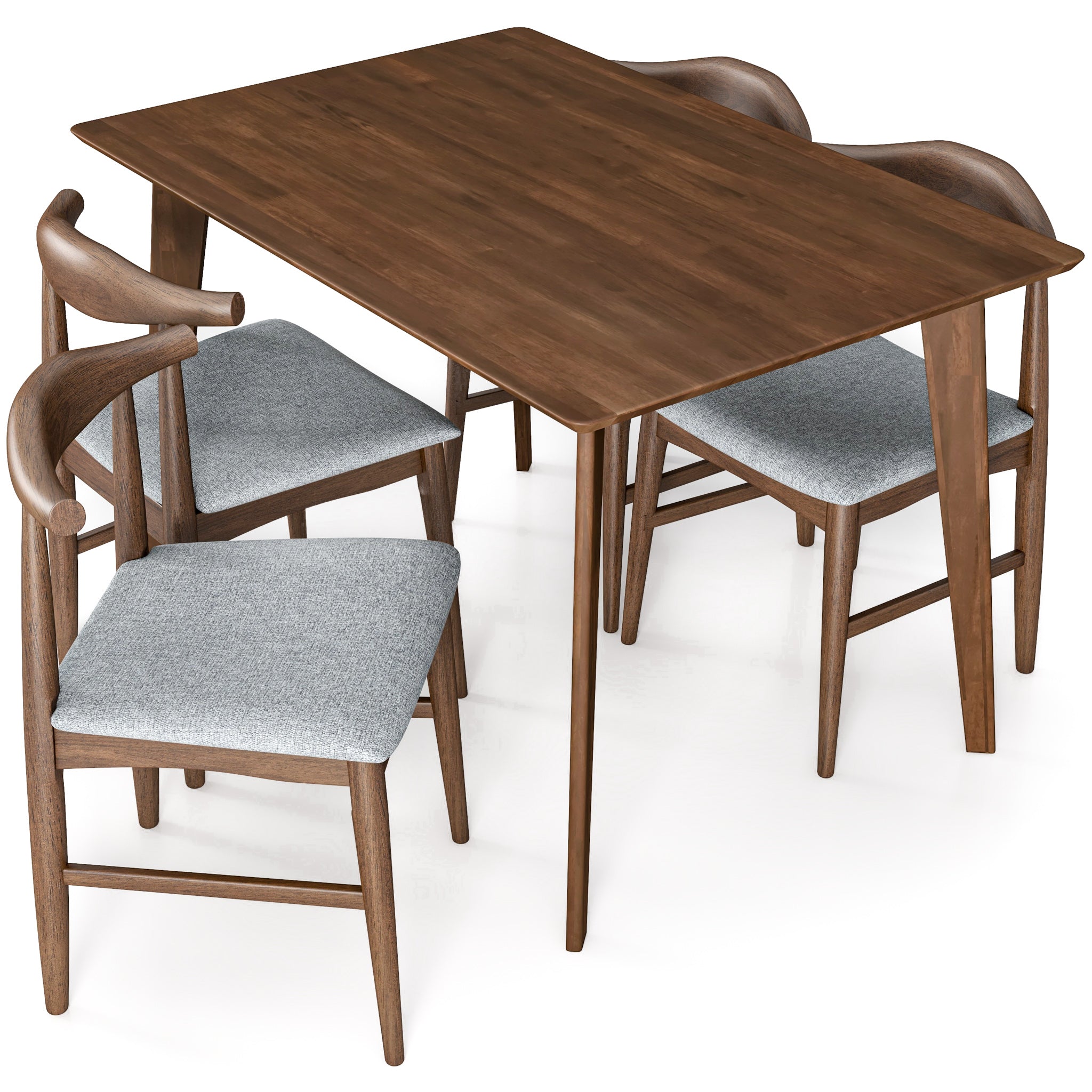 Dining Set, Abbott Small Table Walnut with 4 Winston Gray Fabric Chairs