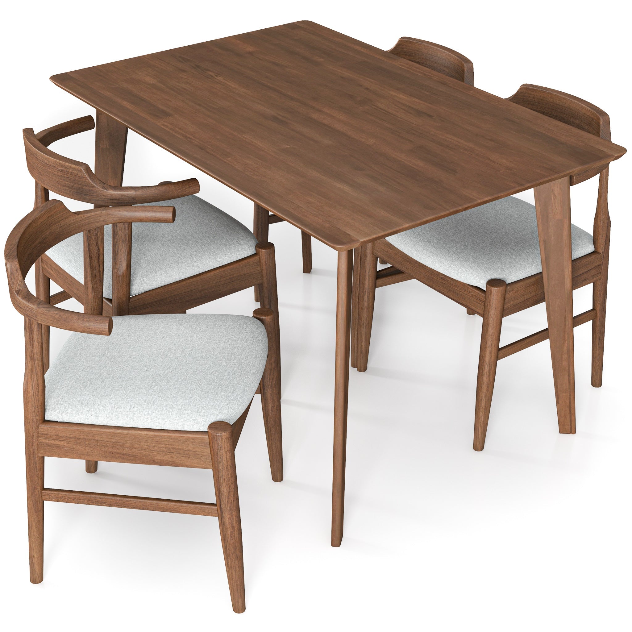 Dining Set, Abbott Small Walnut Table with 4 Zola Gray Chairs