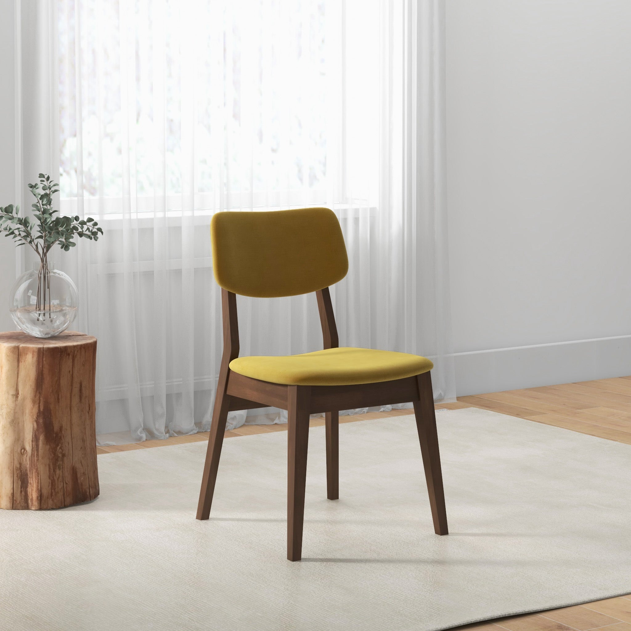 Abbott Dark Yellow Velvet Dining Chair