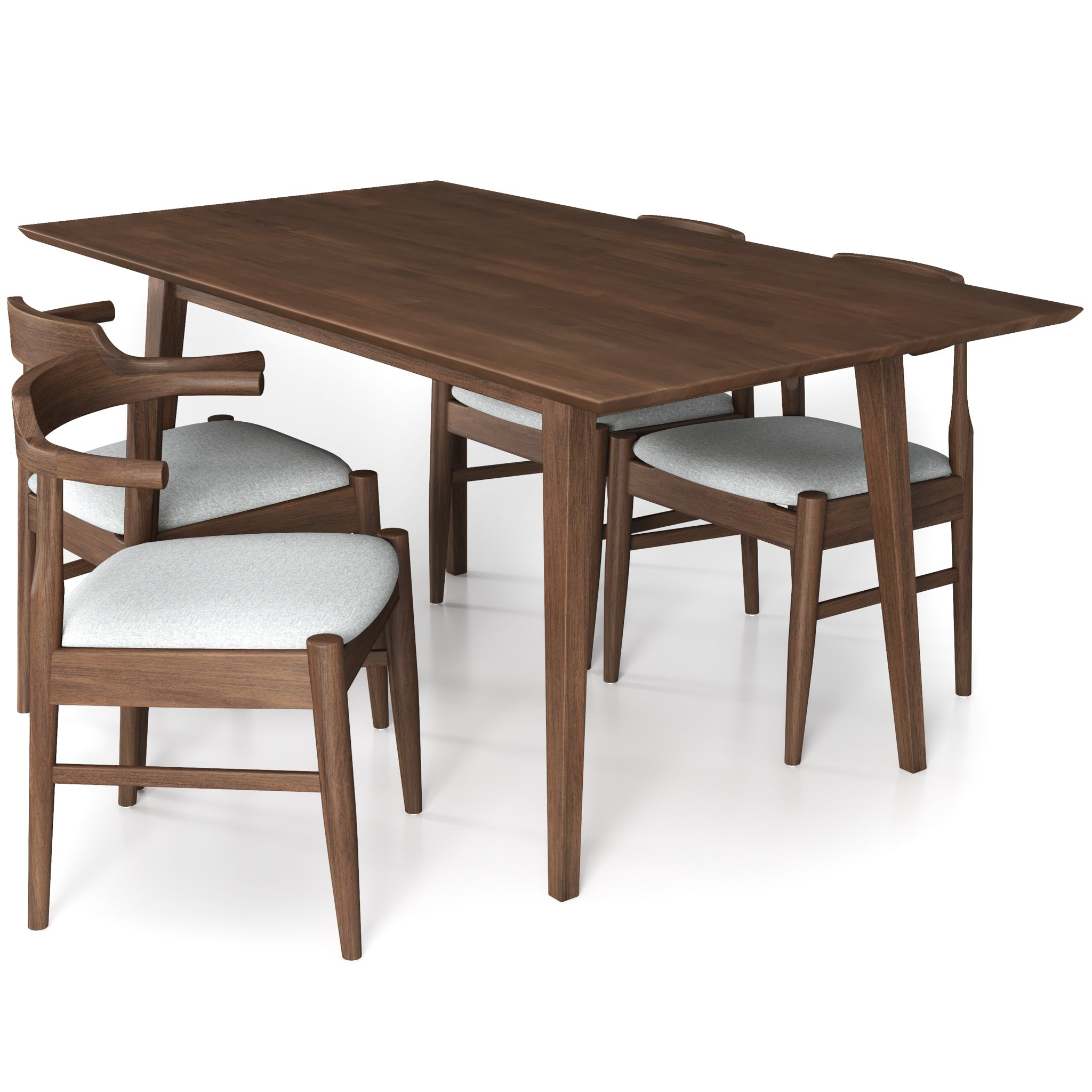 Adira Large Walnut Dining Set with 4 Zola Grey Dining Chairs