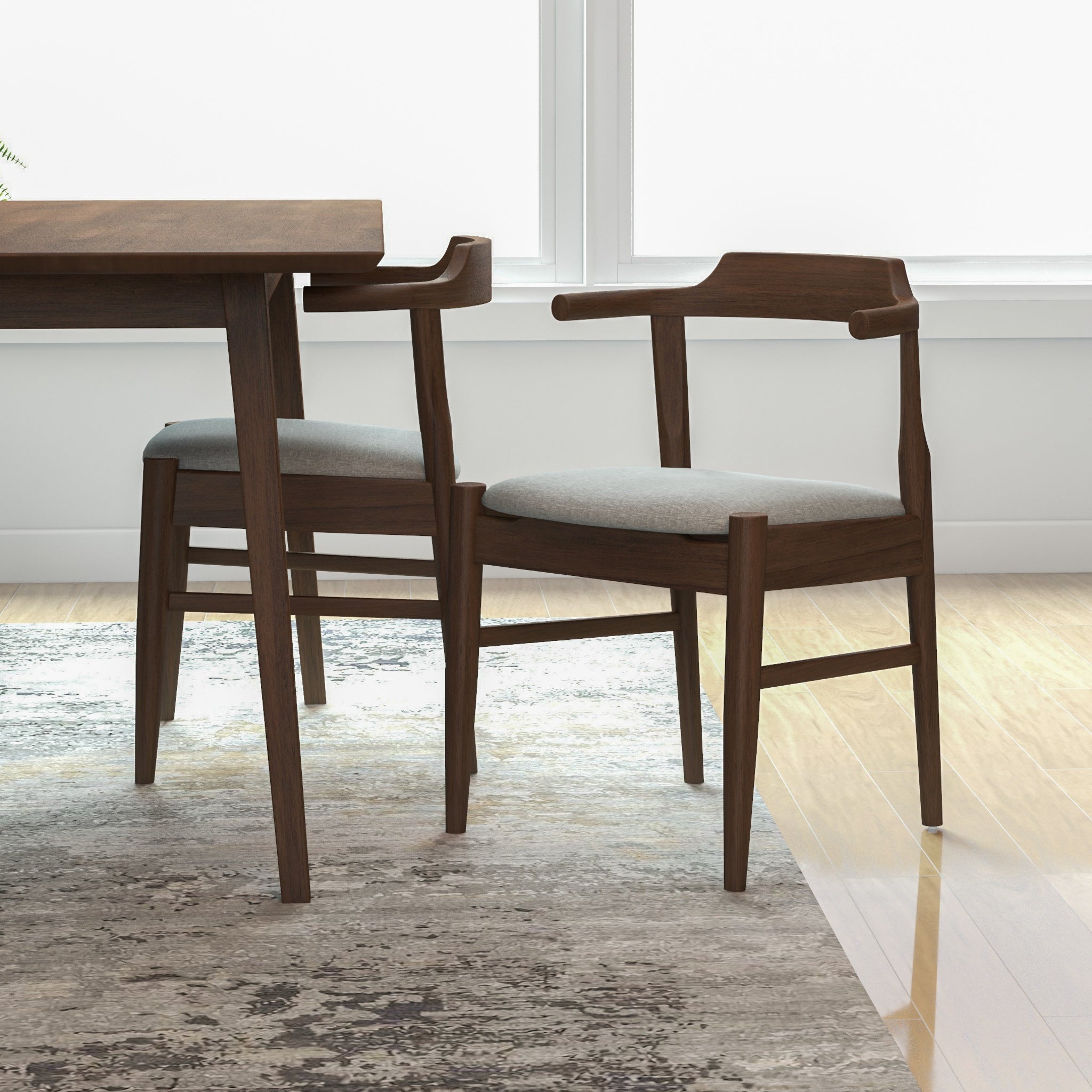 Adira Large Walnut Dining Set with 4 Zola Grey Dining Chairs