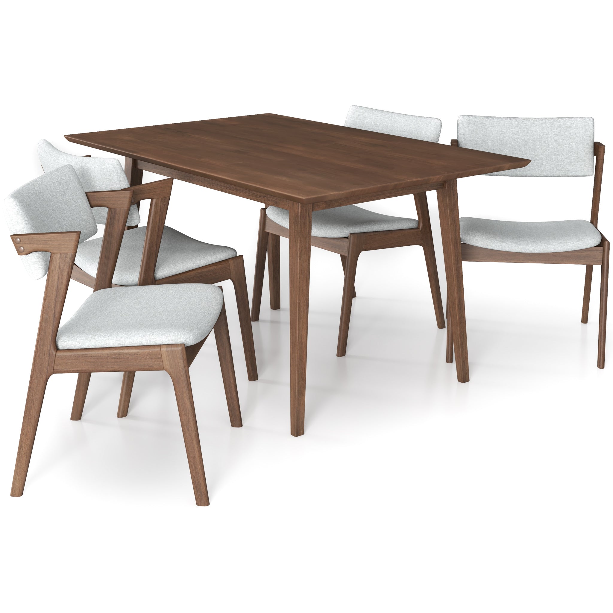 Adira Small Walnut Dining Set with 4 Ricco Light Grey Dining Chairs