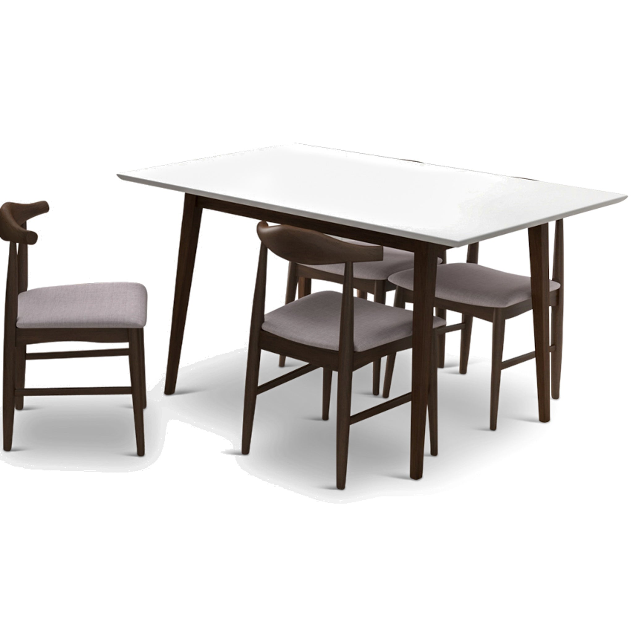 Adira Small White Dining Set with 4 Winston Beige Dining Chairs