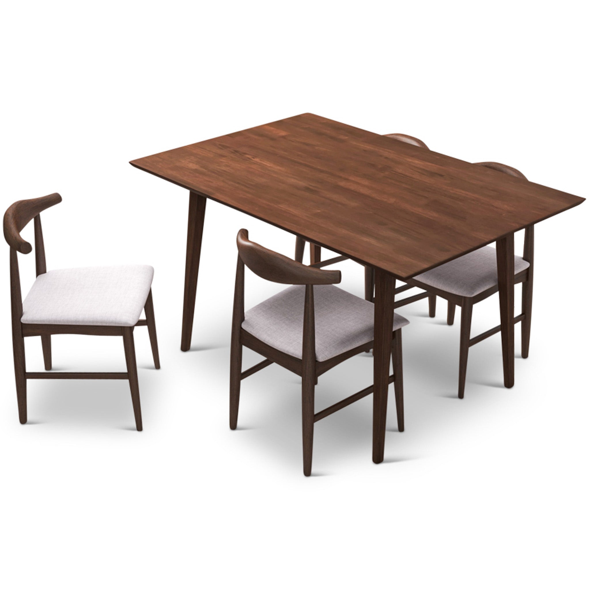 Adira Small Walnut Dining Set with 4 Winston Beige Dining Chairs