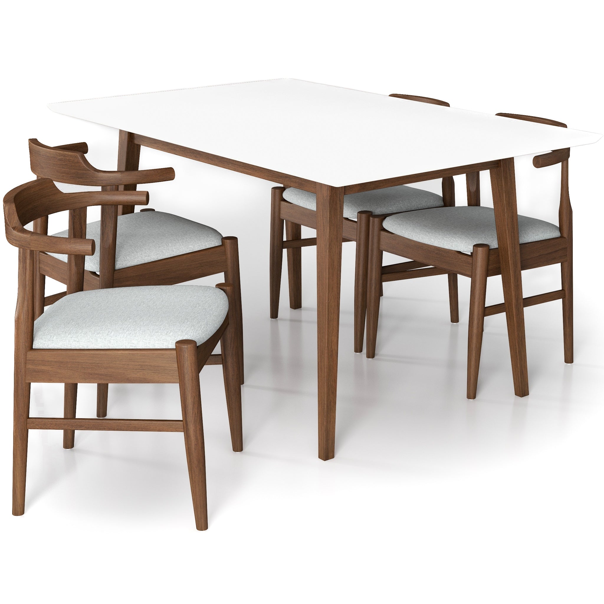 Adira Small White Dining Set with 4 Zola Grey Dining Chairs