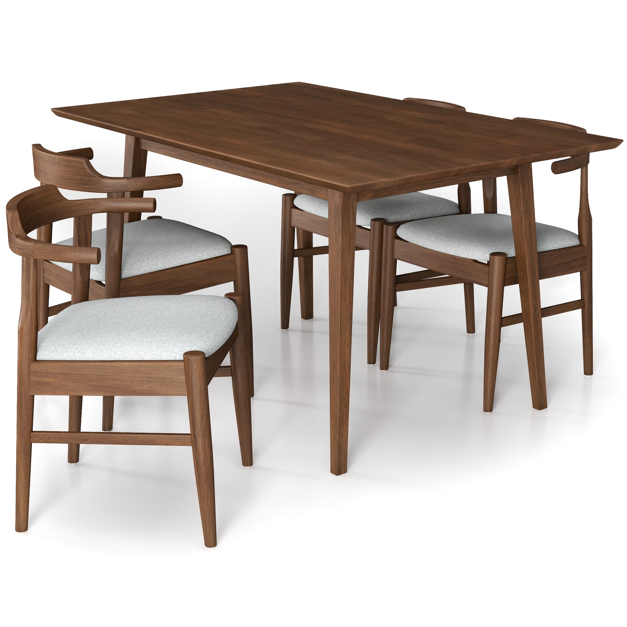 Adira Small Walnut Dining Set with 4 Zola Grey Dining Chairs