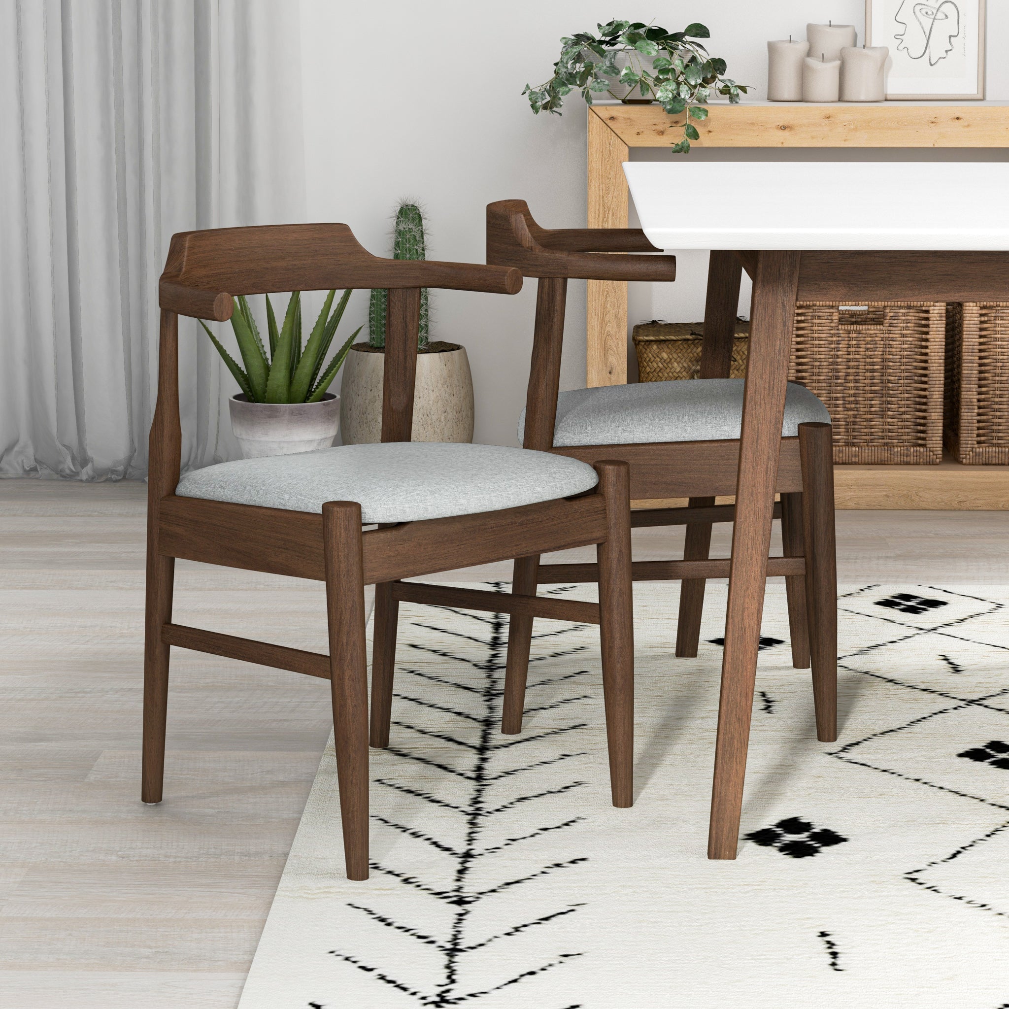 Adira Small White Dining Set with 4 Zola Grey Dining Chairs