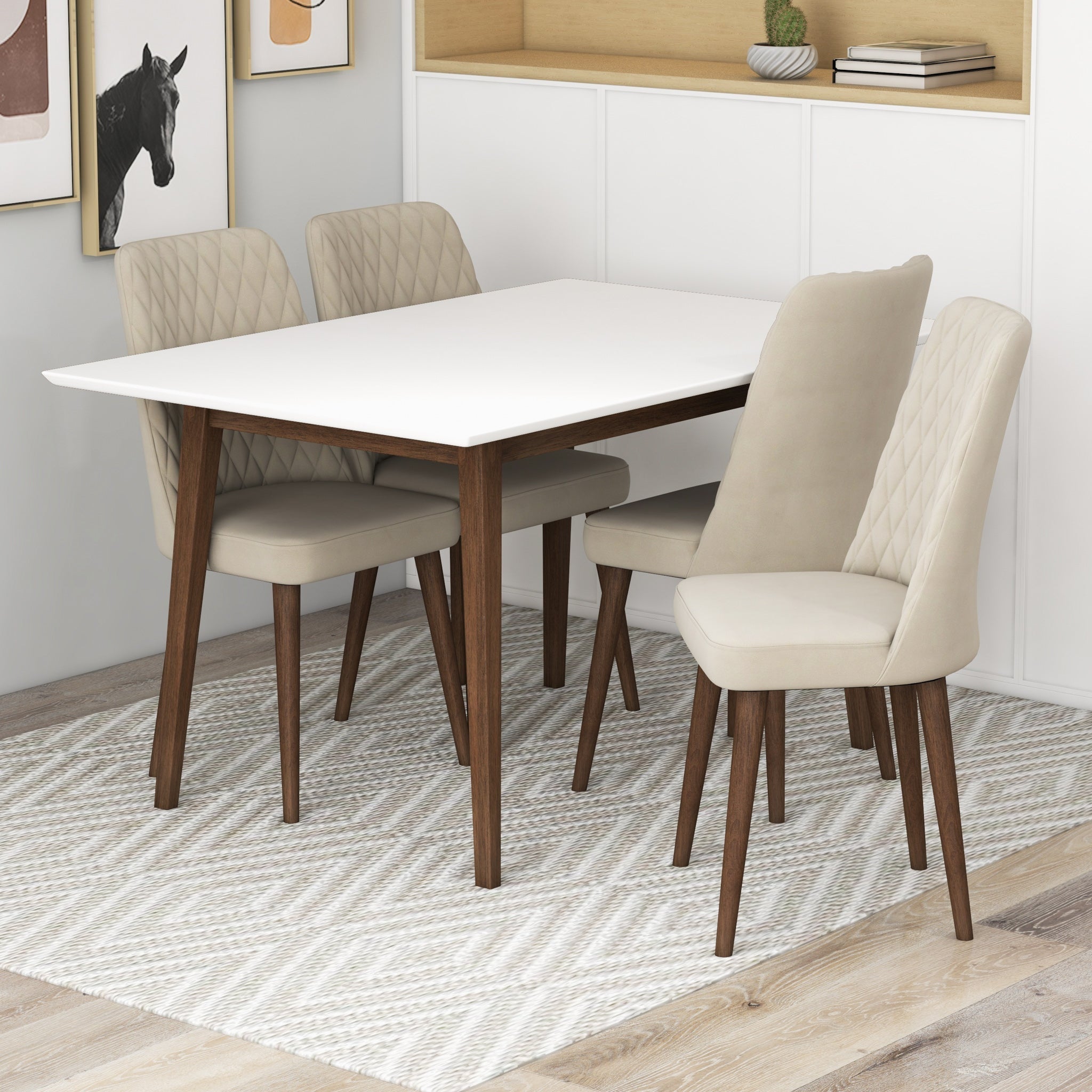 Adira White Top Walnut Large Dining Table