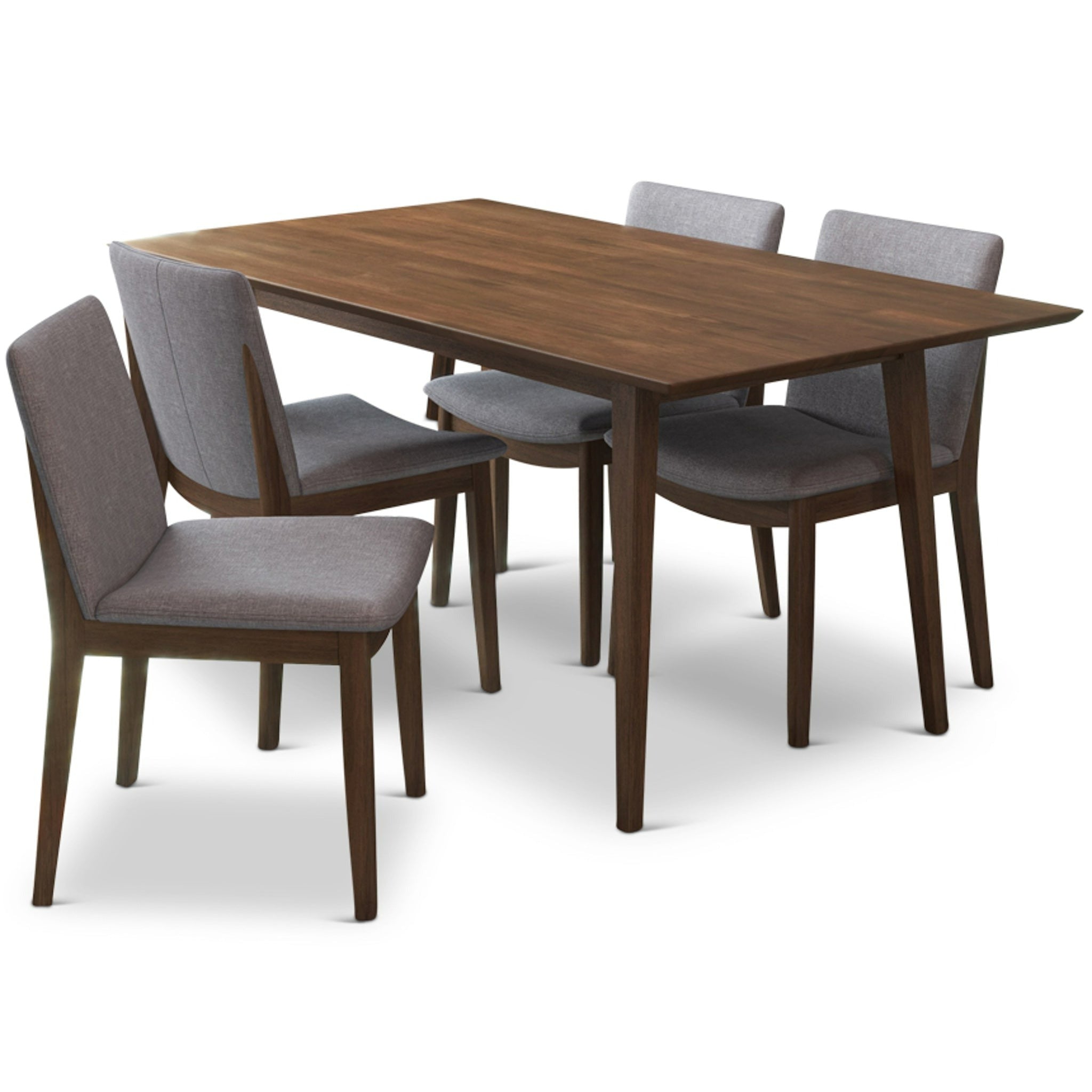 Adira Large Walnut Dining Set with 4 Virginia Grey Dining Chairs