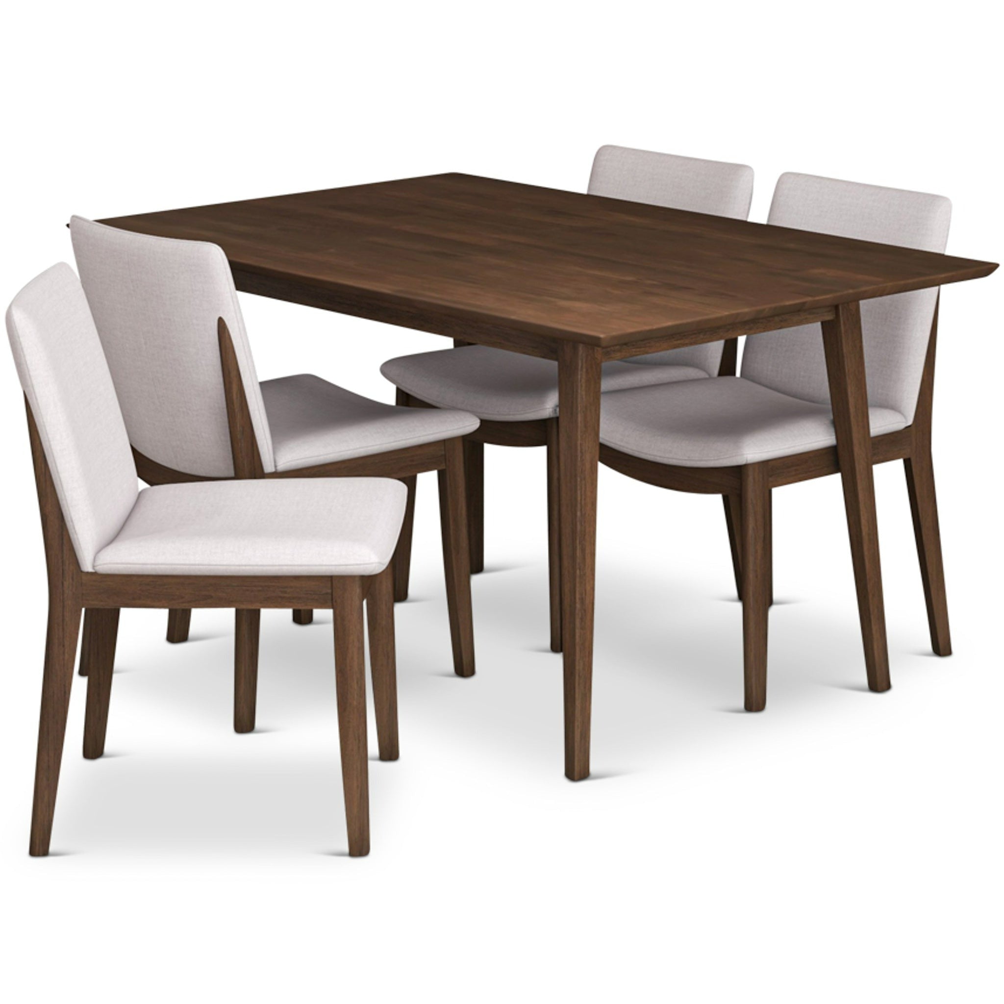 Adira Small Walnut Dining Set with 4 Virginia Beige Dining Chairs