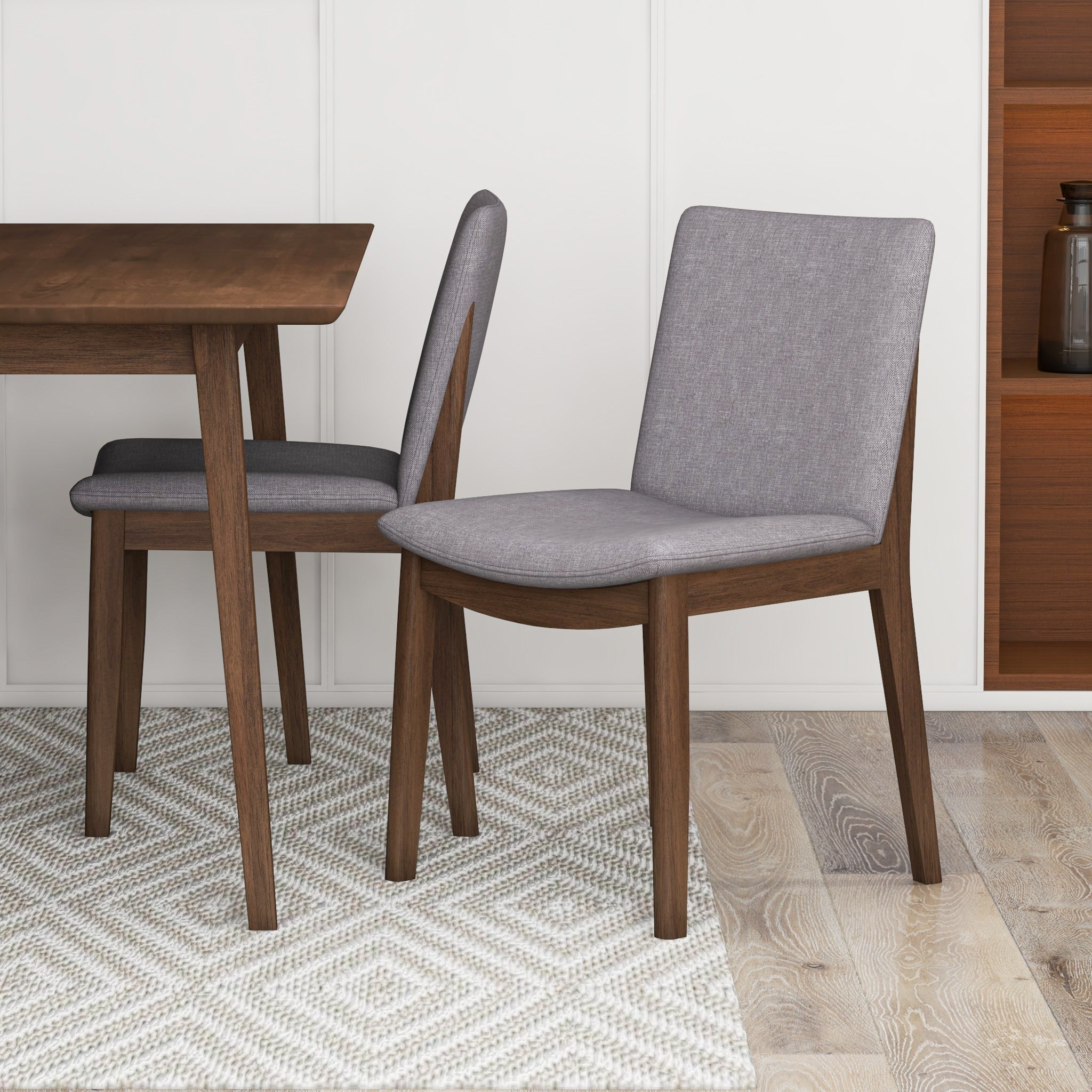 Adira Small Walnut Dining Set with 4 Virginia Grey Dining Chairs