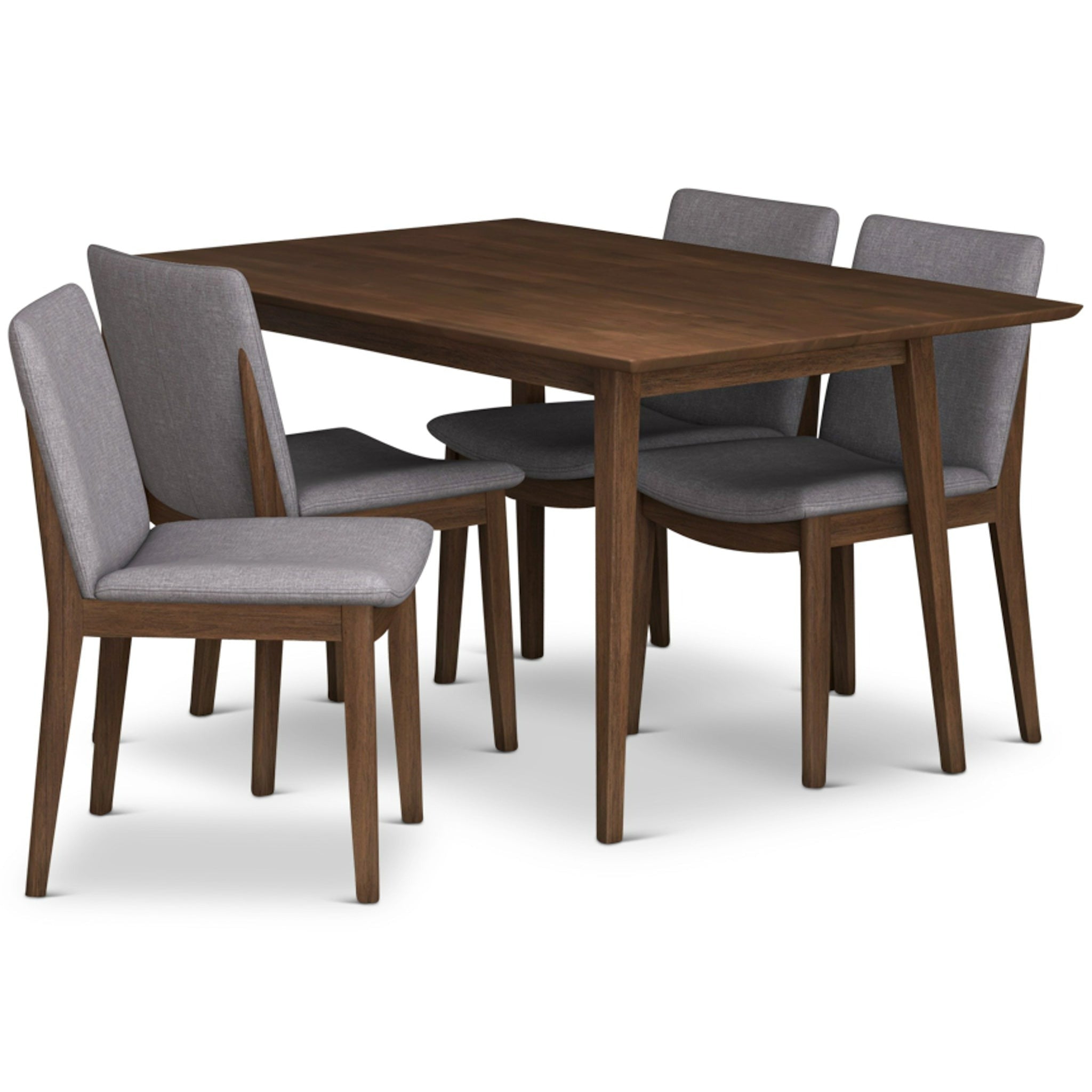 Adira Small Walnut Dining Set with 4 Virginia Grey Dining Chairs