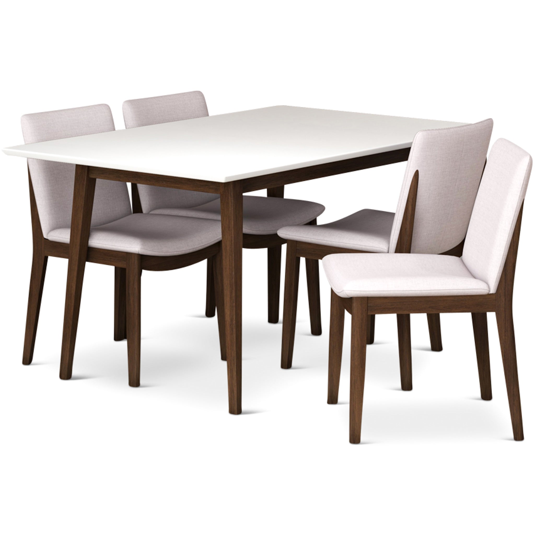 Adira Small White Dining Set with 4 Virginia Beige Dining Chairs