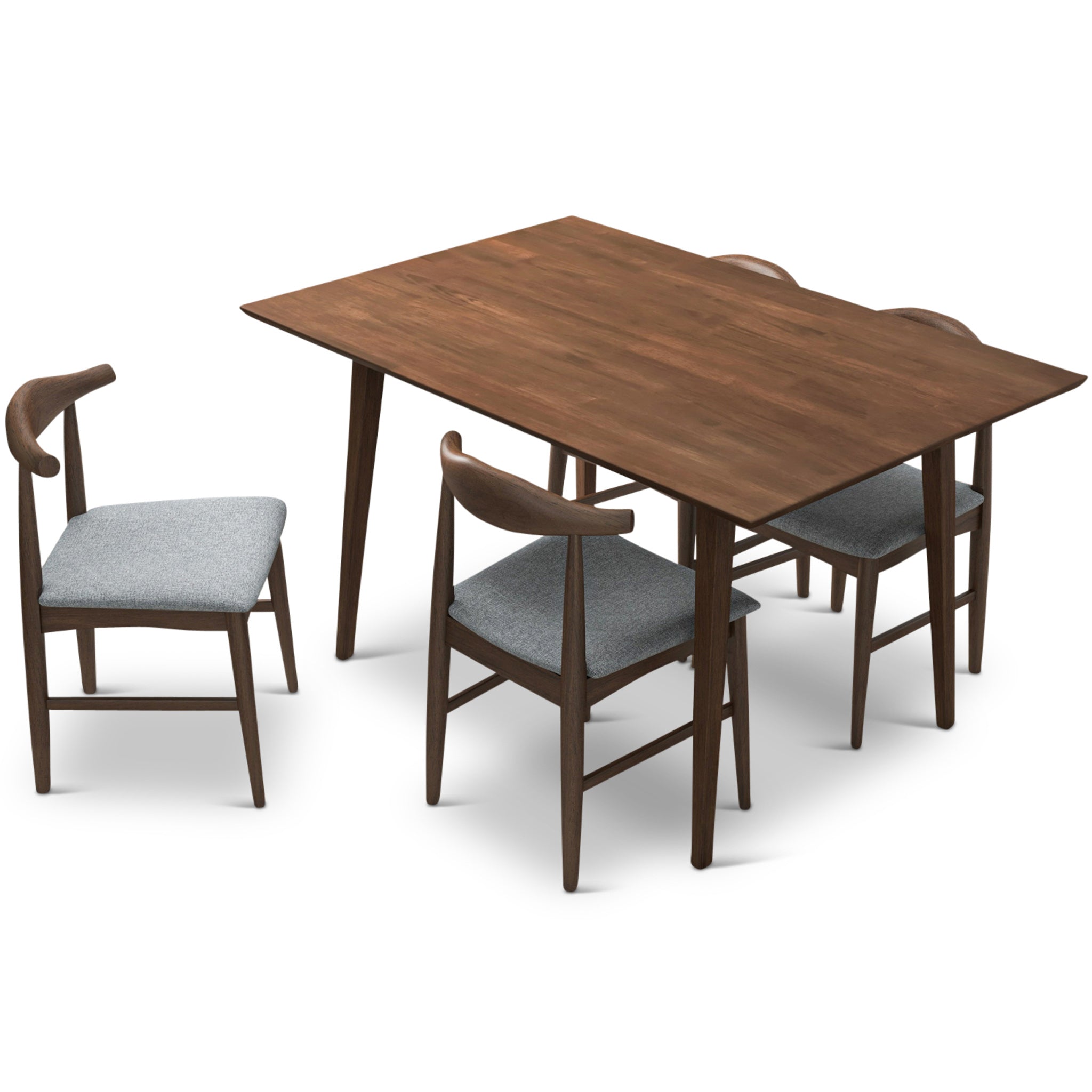 Adira Small Walnut Dining Set with 4 Winston Grey Dining Chairs