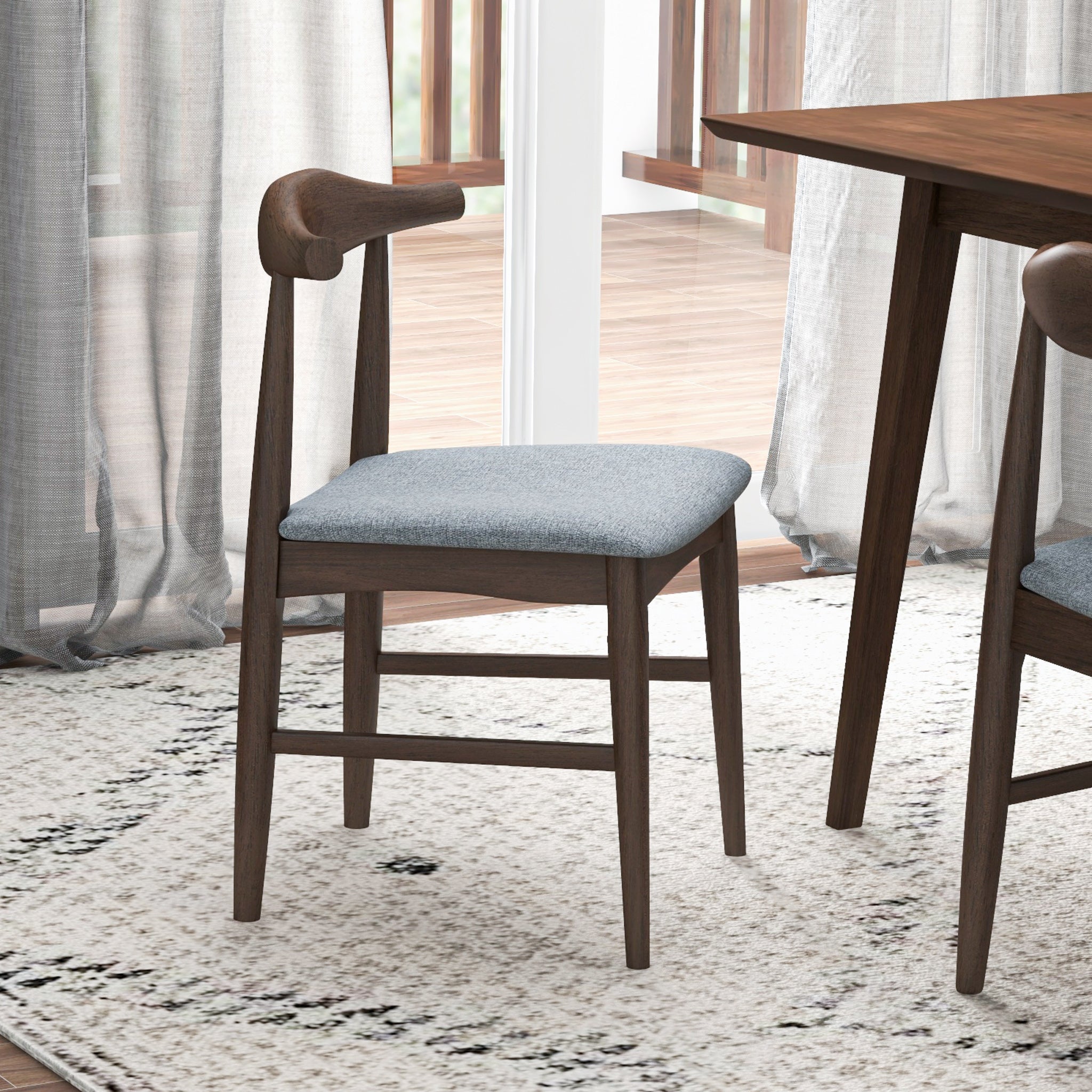 Adira Small Walnut Dining Set with 4 Winston Grey Dining Chairs