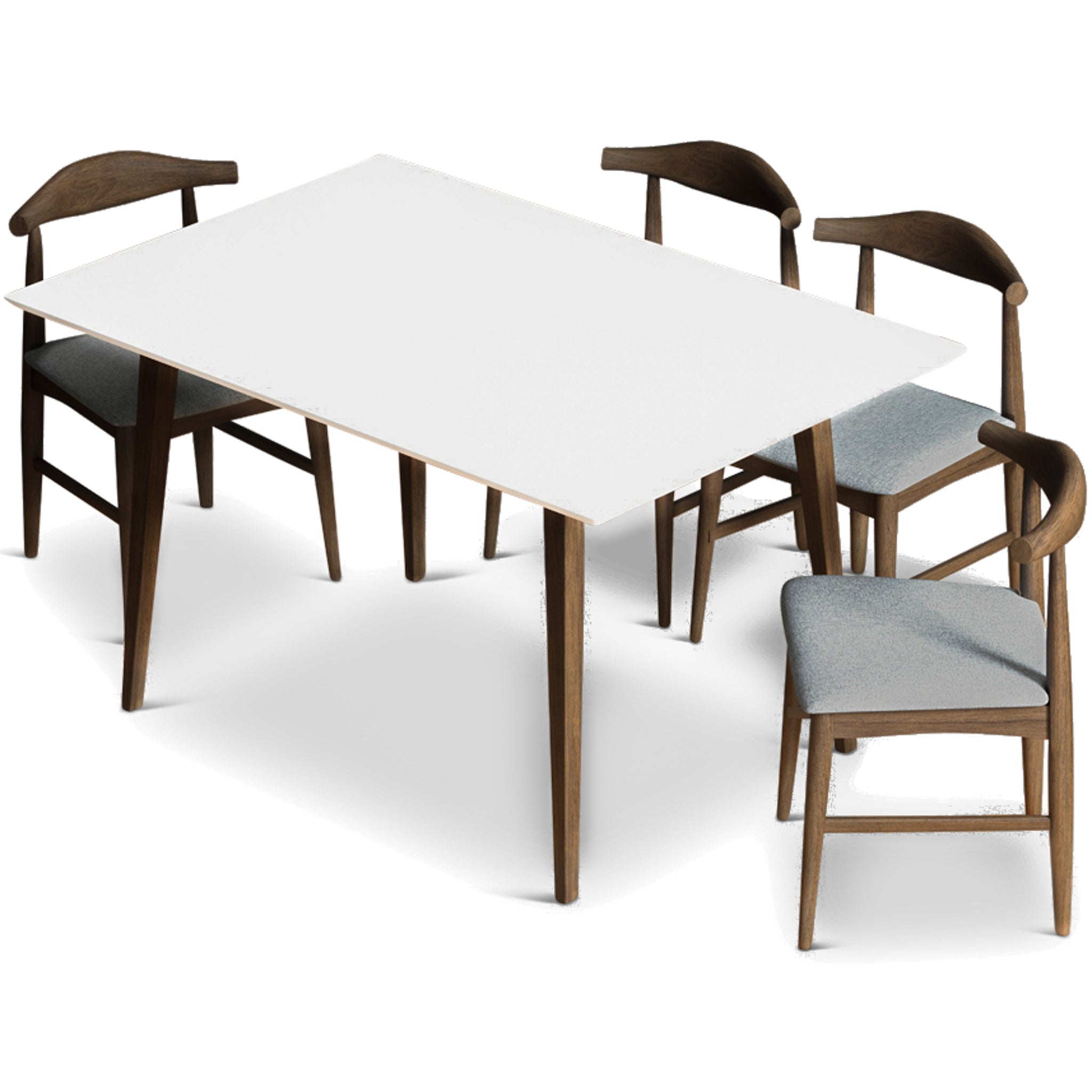 Adira Small White Dining Set with 4 Winston Grey Dining Chairs