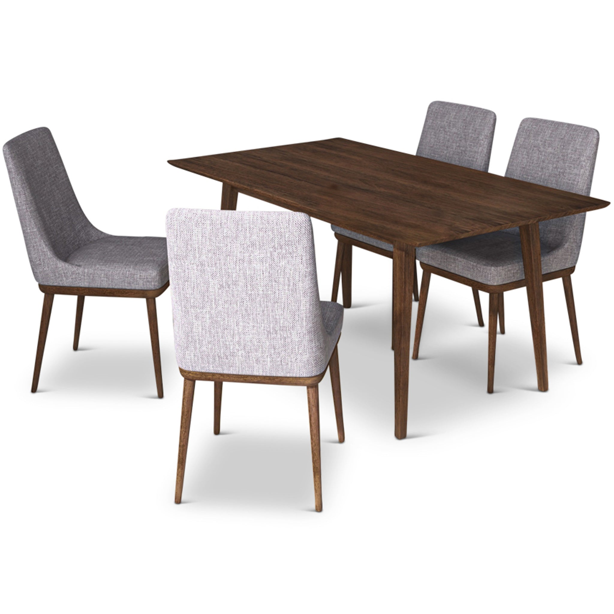 Adira Large Walnut Dining Set with 4 Brighton Grey Dining Chairs