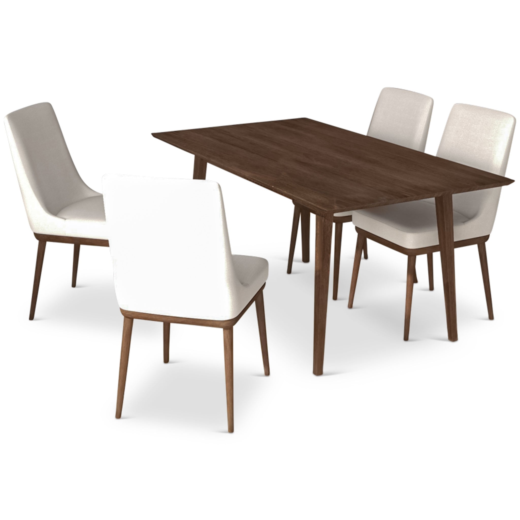 Adira Large Walnut Dining Set with 4 Brighton Beige Dining Chairs