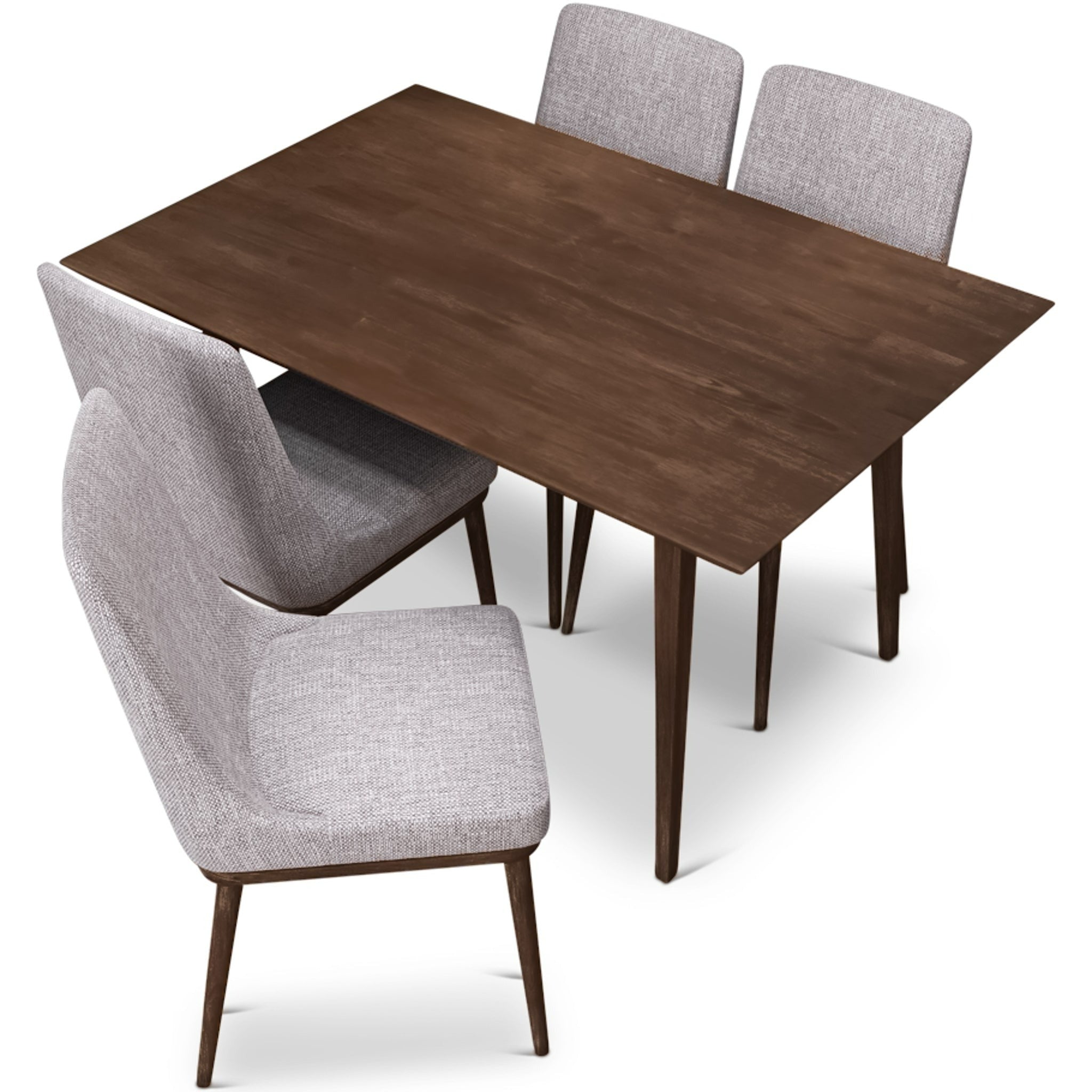 Adira Small Walnut Dining Set with 4 Brighton Grey Dining Chairs