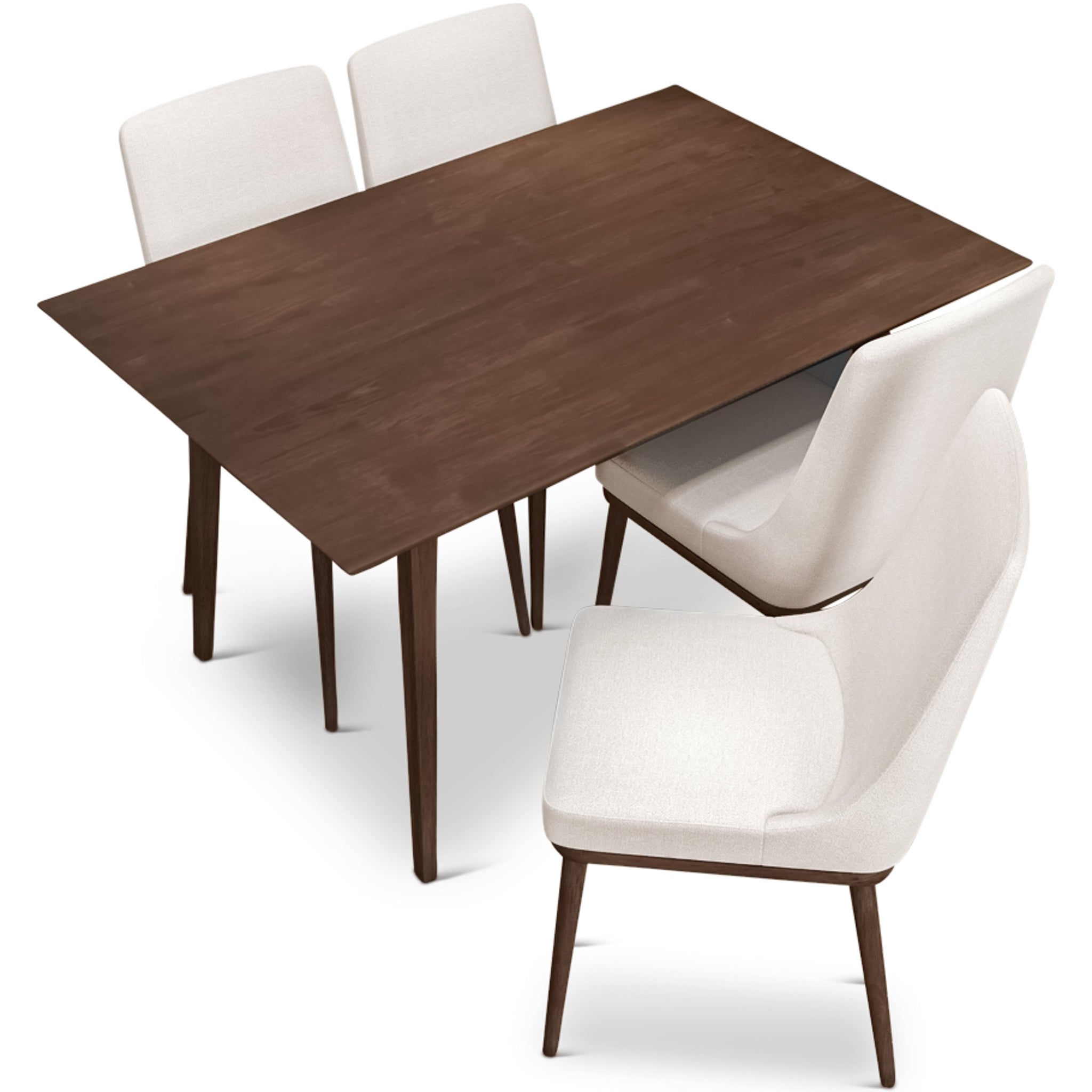 Adira Small Walnut Dining Set with 4 Brighton Beige Dining Chairs