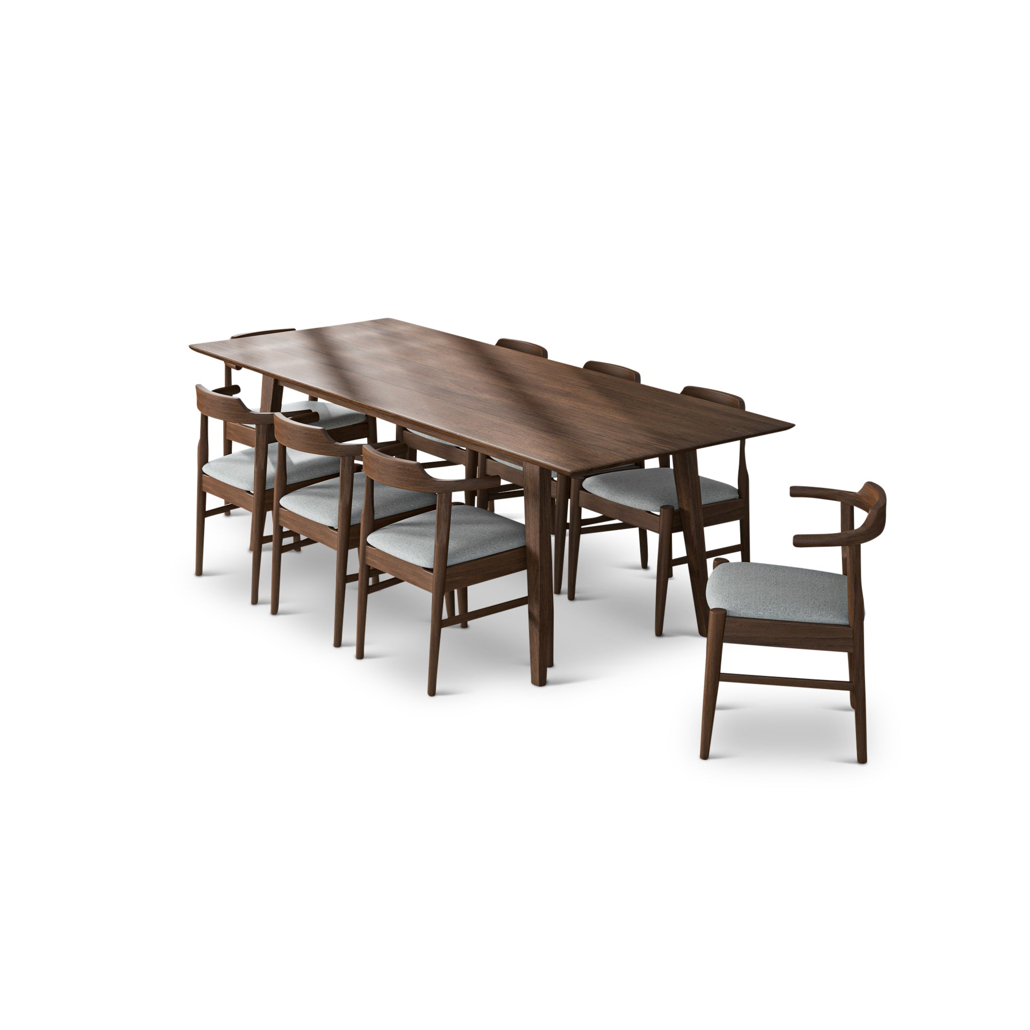 Adira XLarge Walnut Dining Set with 6 Zola Grey Dining Chairs