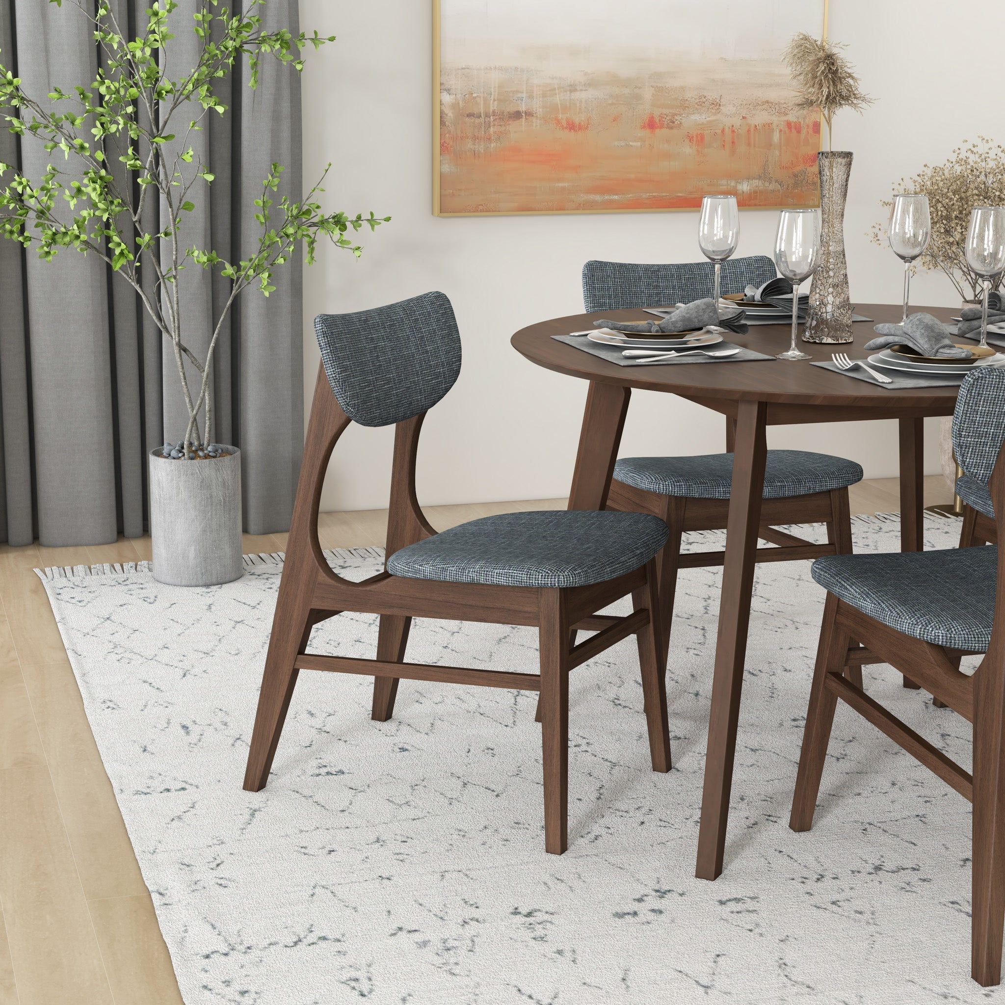 Aliana Dining set with 4 Collins Gray Chairs Walnut