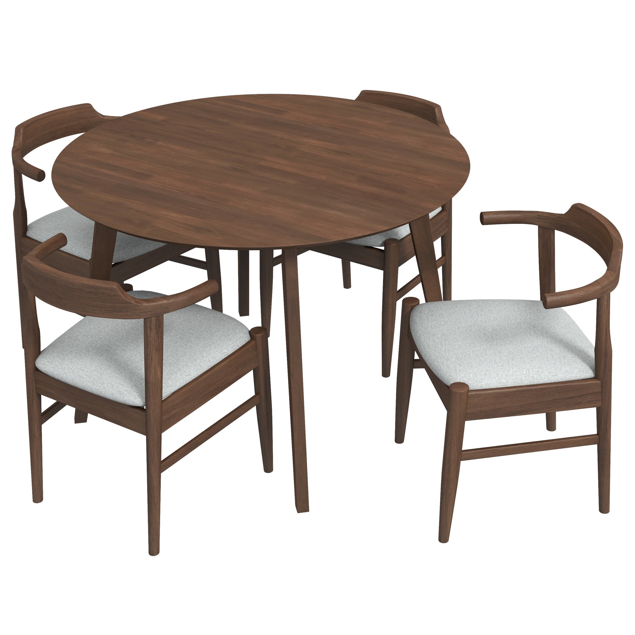 Aliana Dining Set with 4 Zola Gray Chairs Walnut