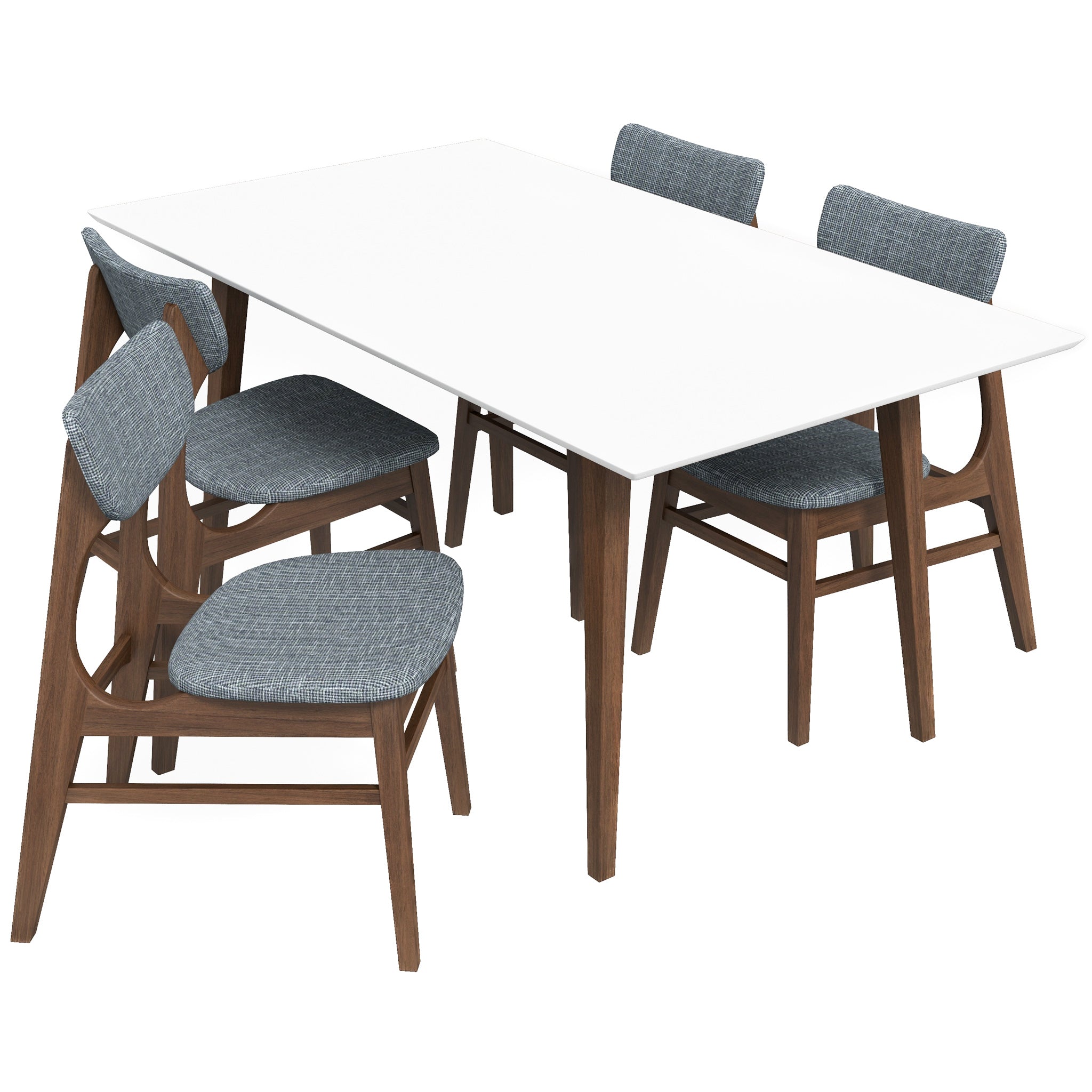 Alpine Large White Top Dining Set with 4 Collins Dining Chairs