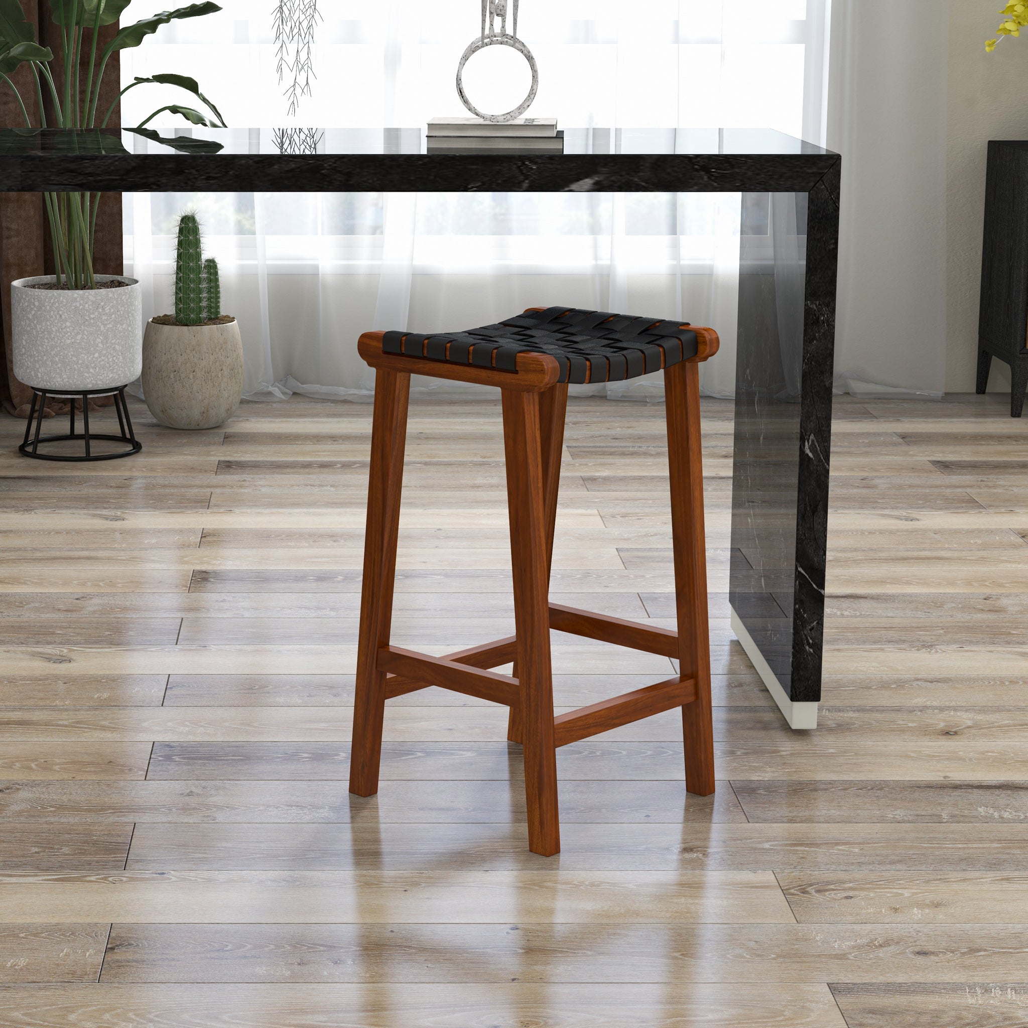 Andaman Bar Stool Black Leather