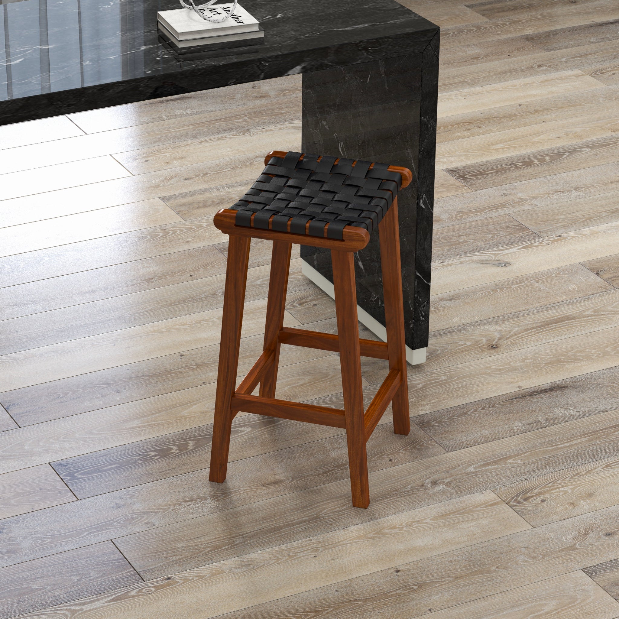 Andaman Bar Stool Black Leather