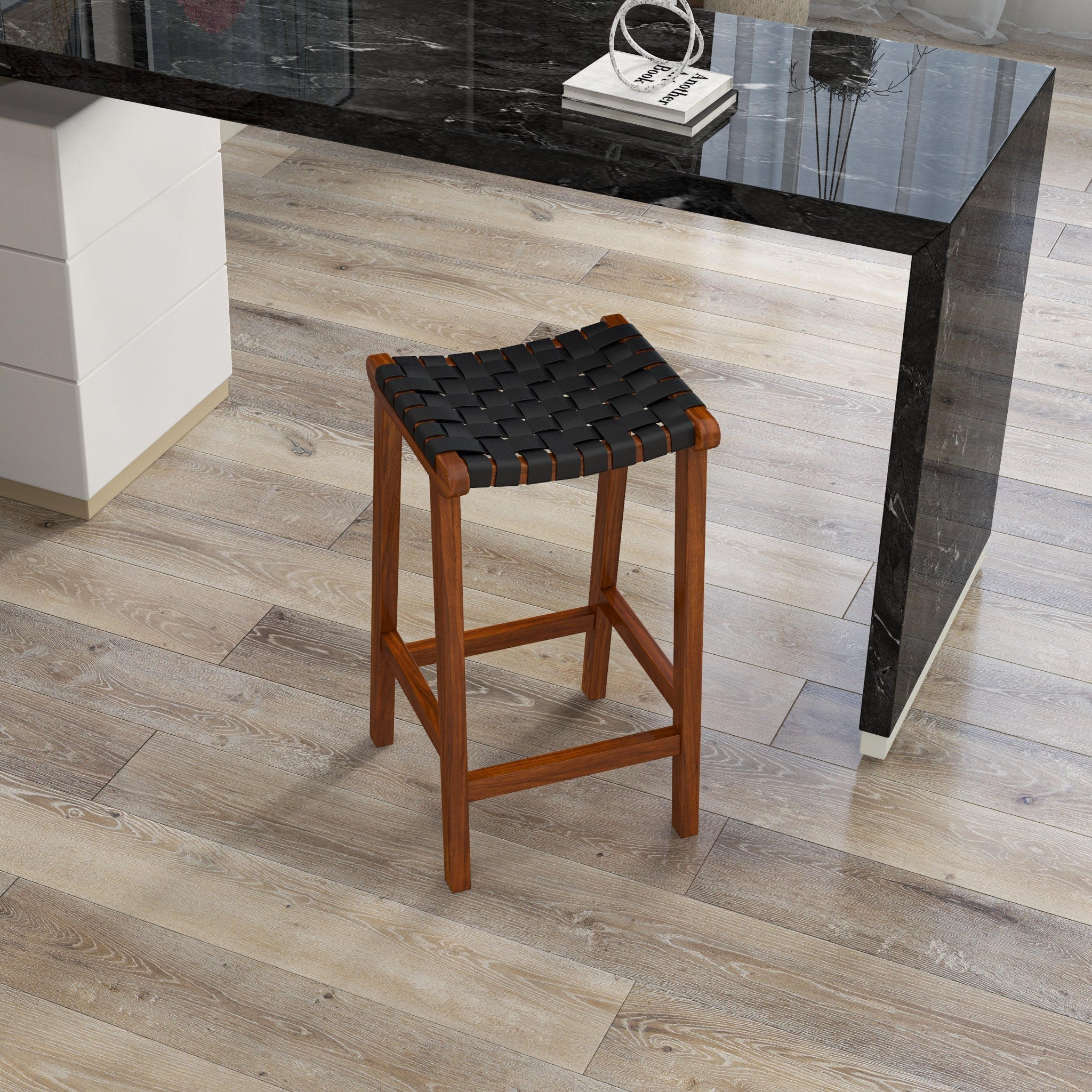 Andaman Bar Stool Black Leather