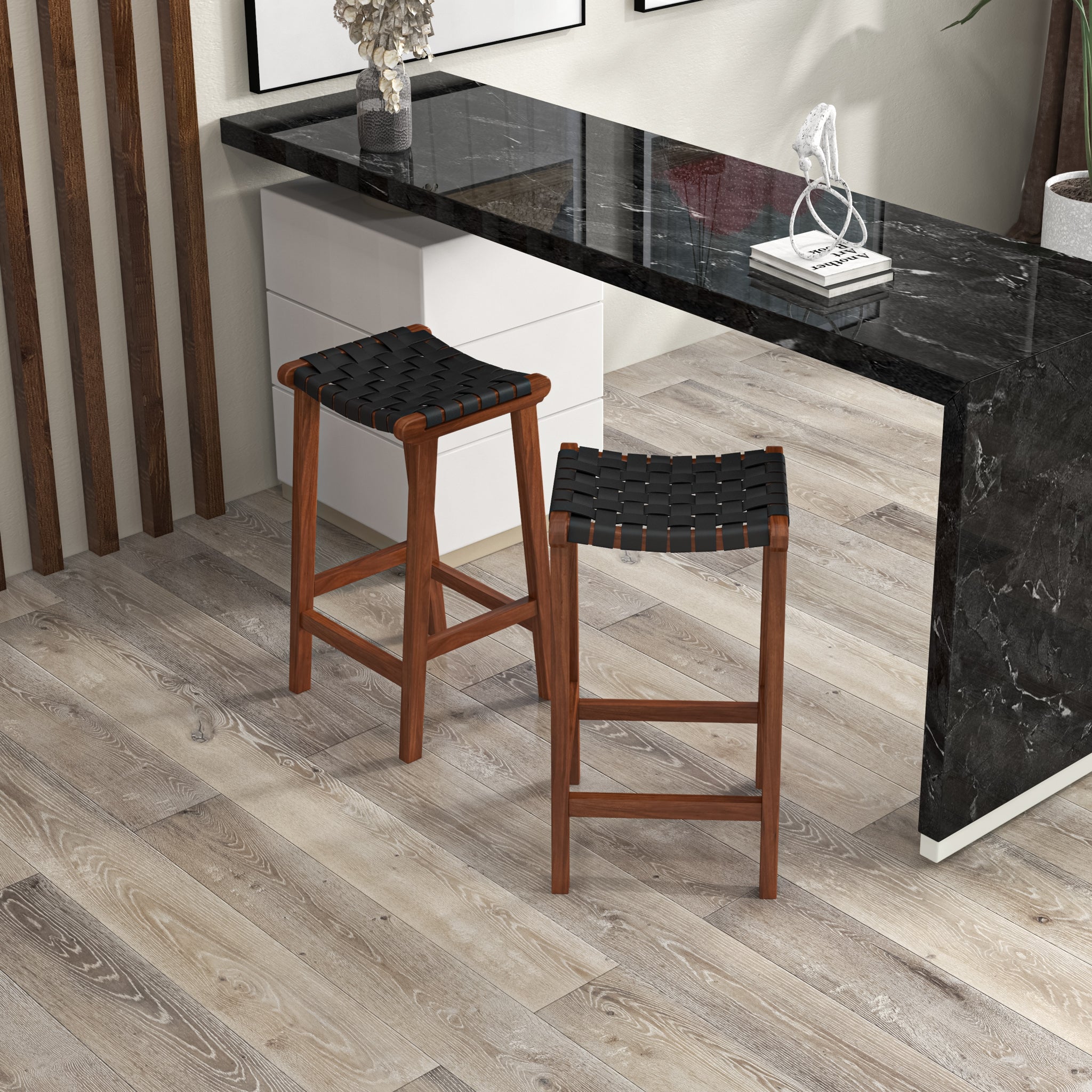 Andaman Bar Stool Black Leather