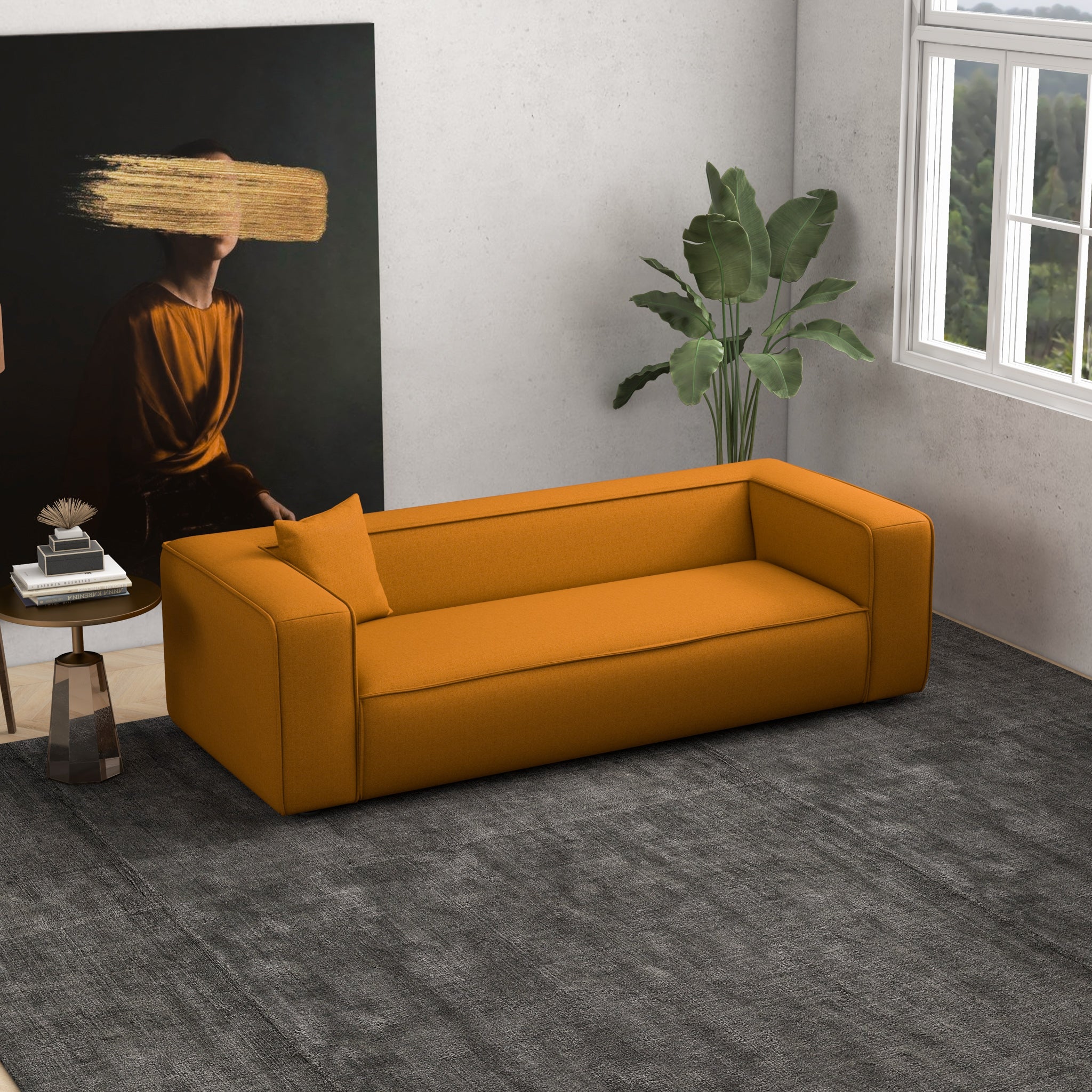 Barcelona Modern Boucle Sofa Dark Yellow