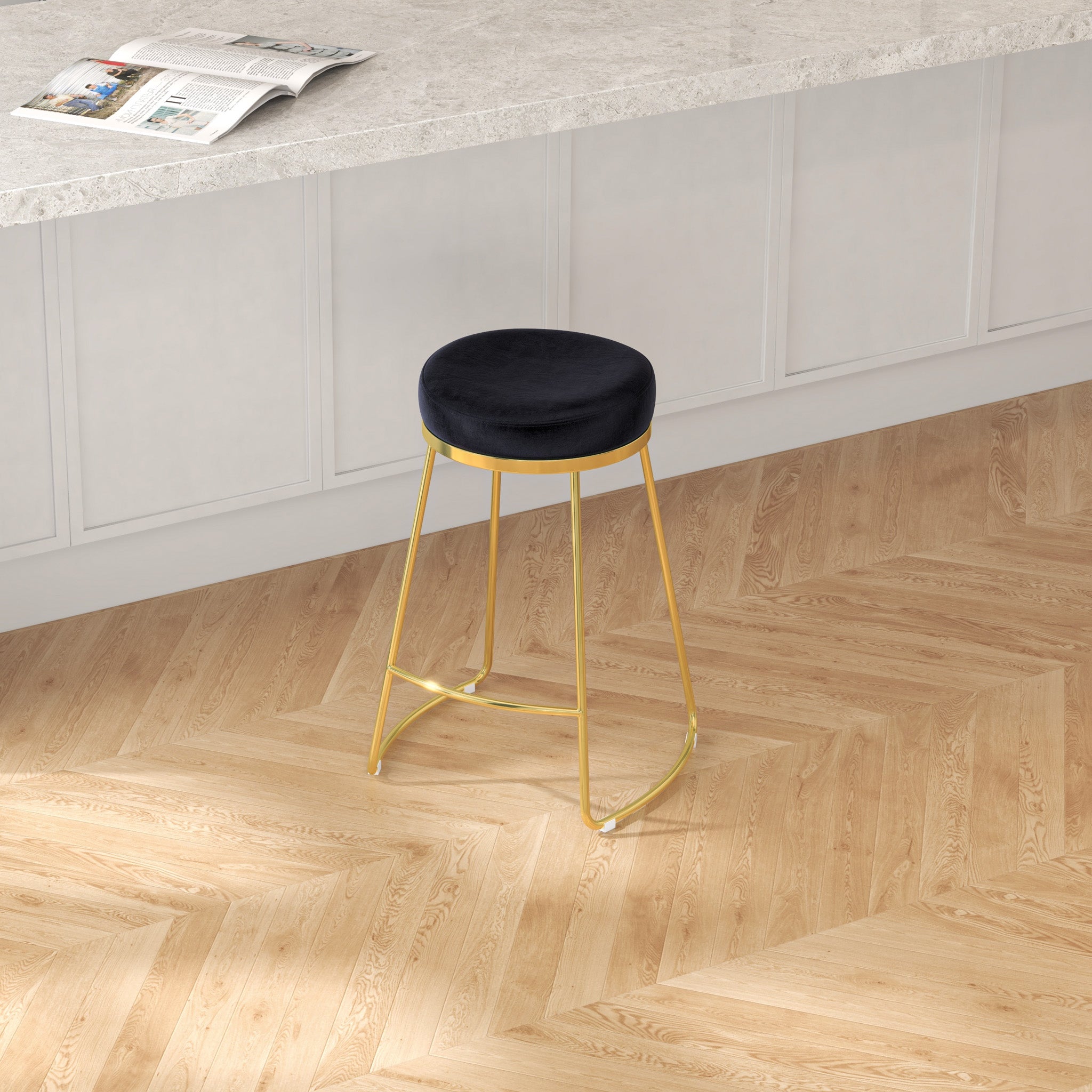 Bissel Counter Stool Black Velvet