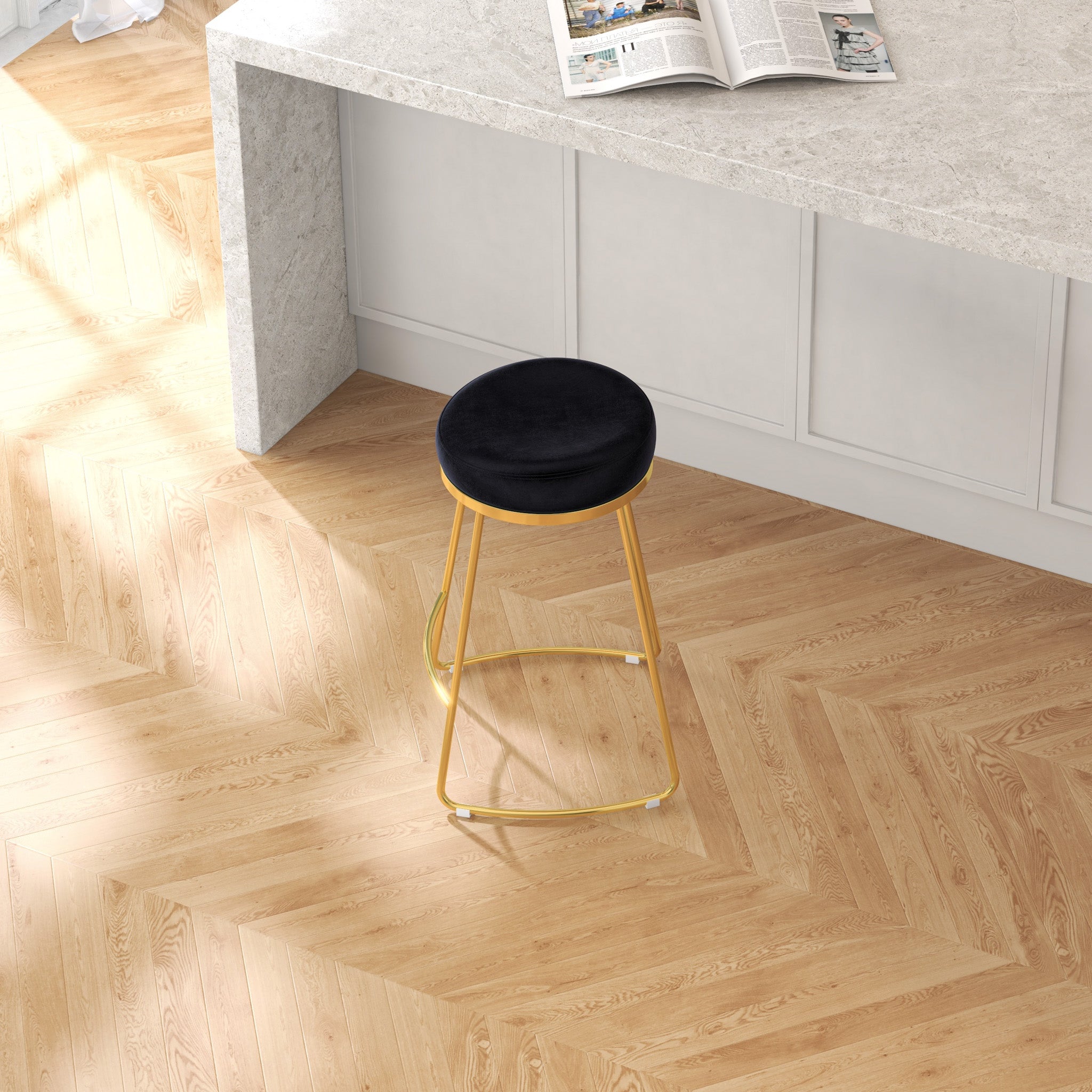 Bissel Counter Stool Black Velvet