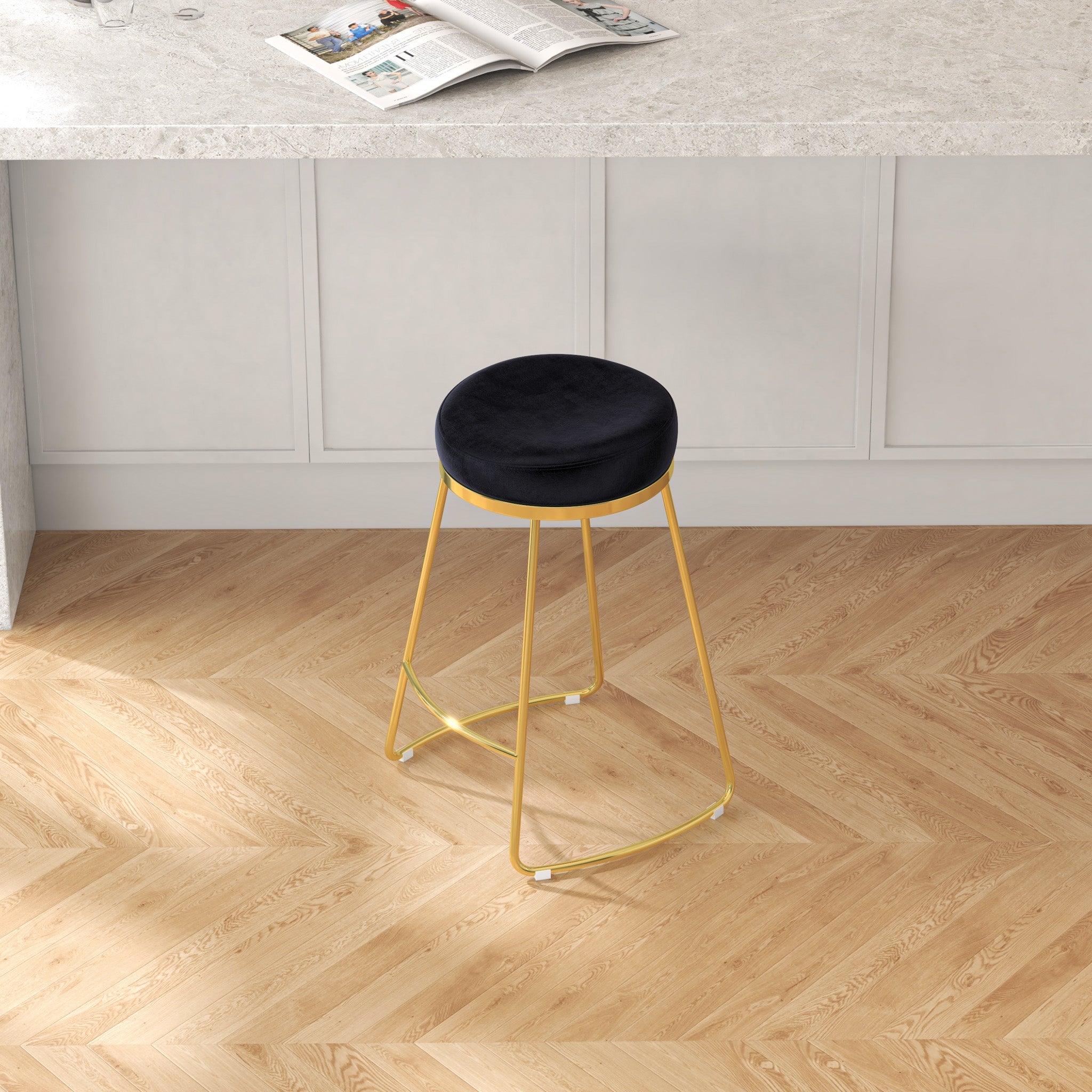 Bissel Counter Stool Black Velvet