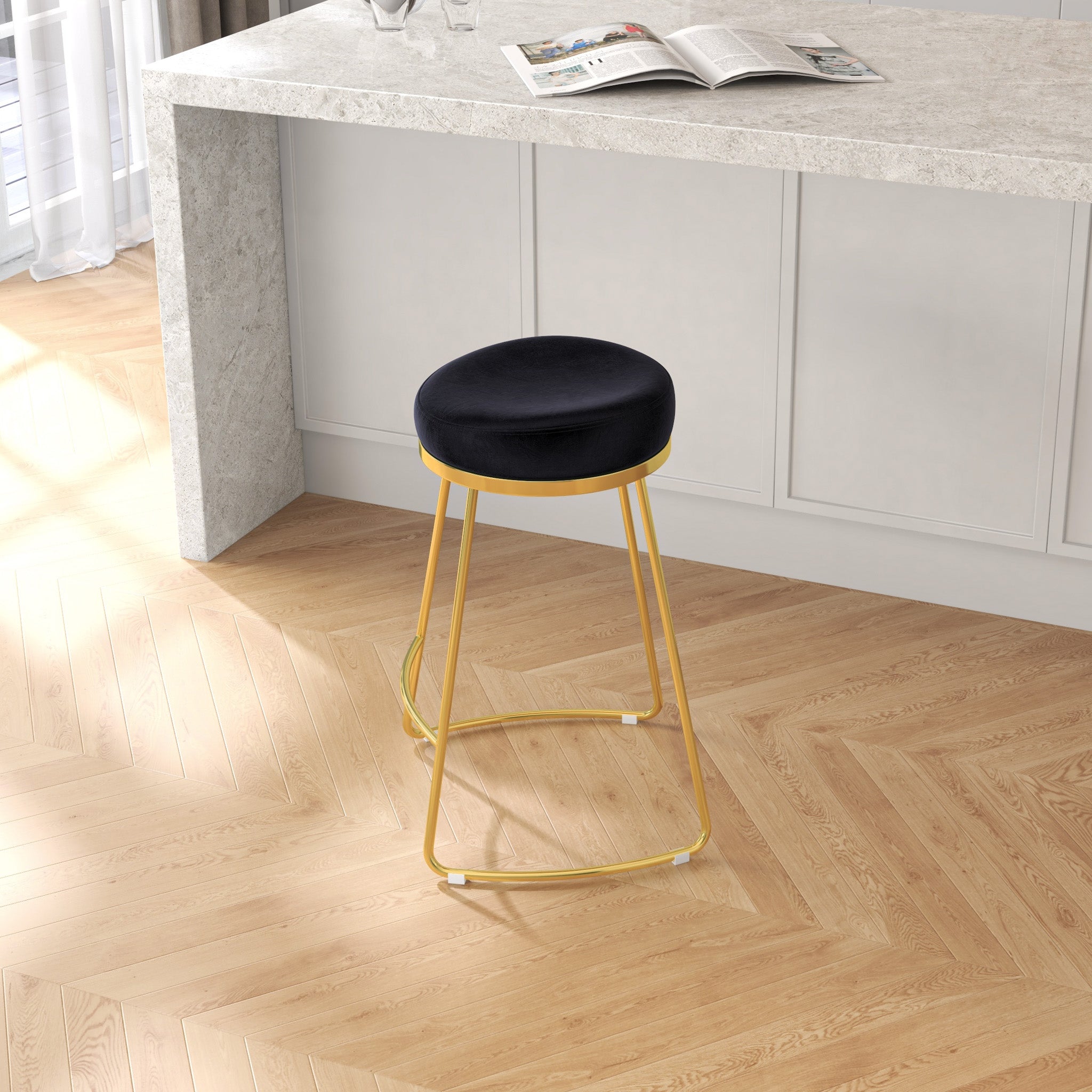 Bissel Counter Stool Black Velvet