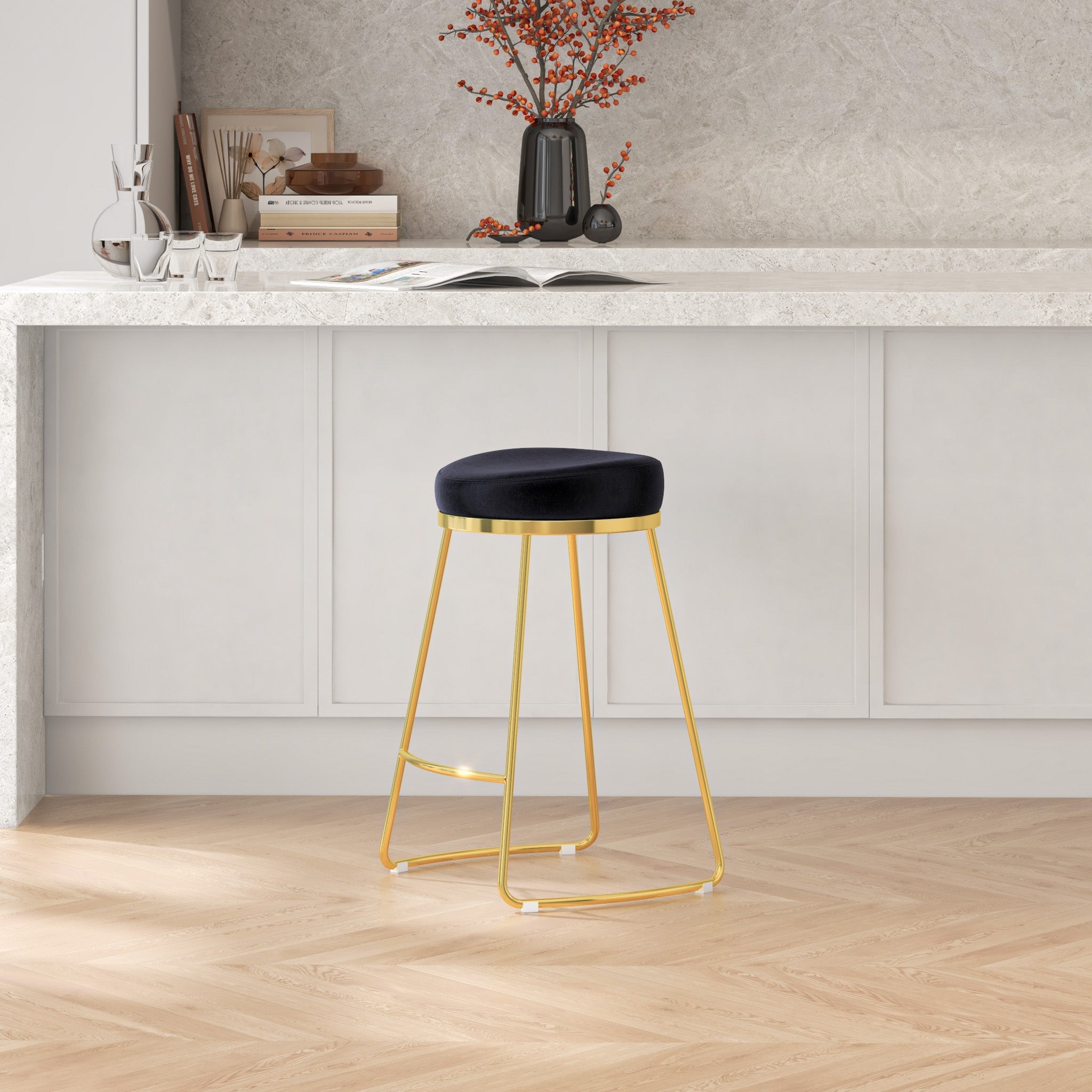 Bissel Counter Stool Black Velvet