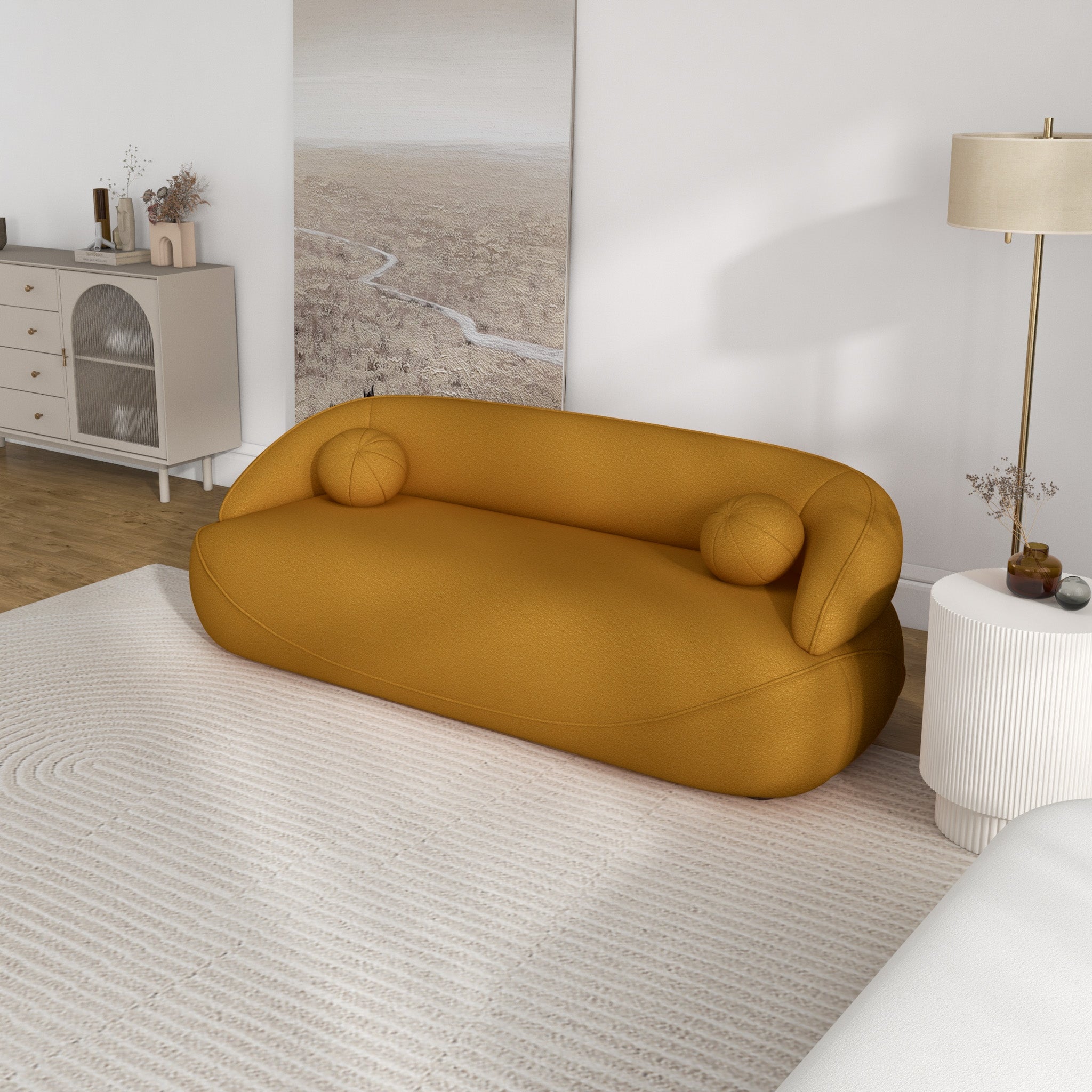 Brody Boucle Sofa Mustard Yellow