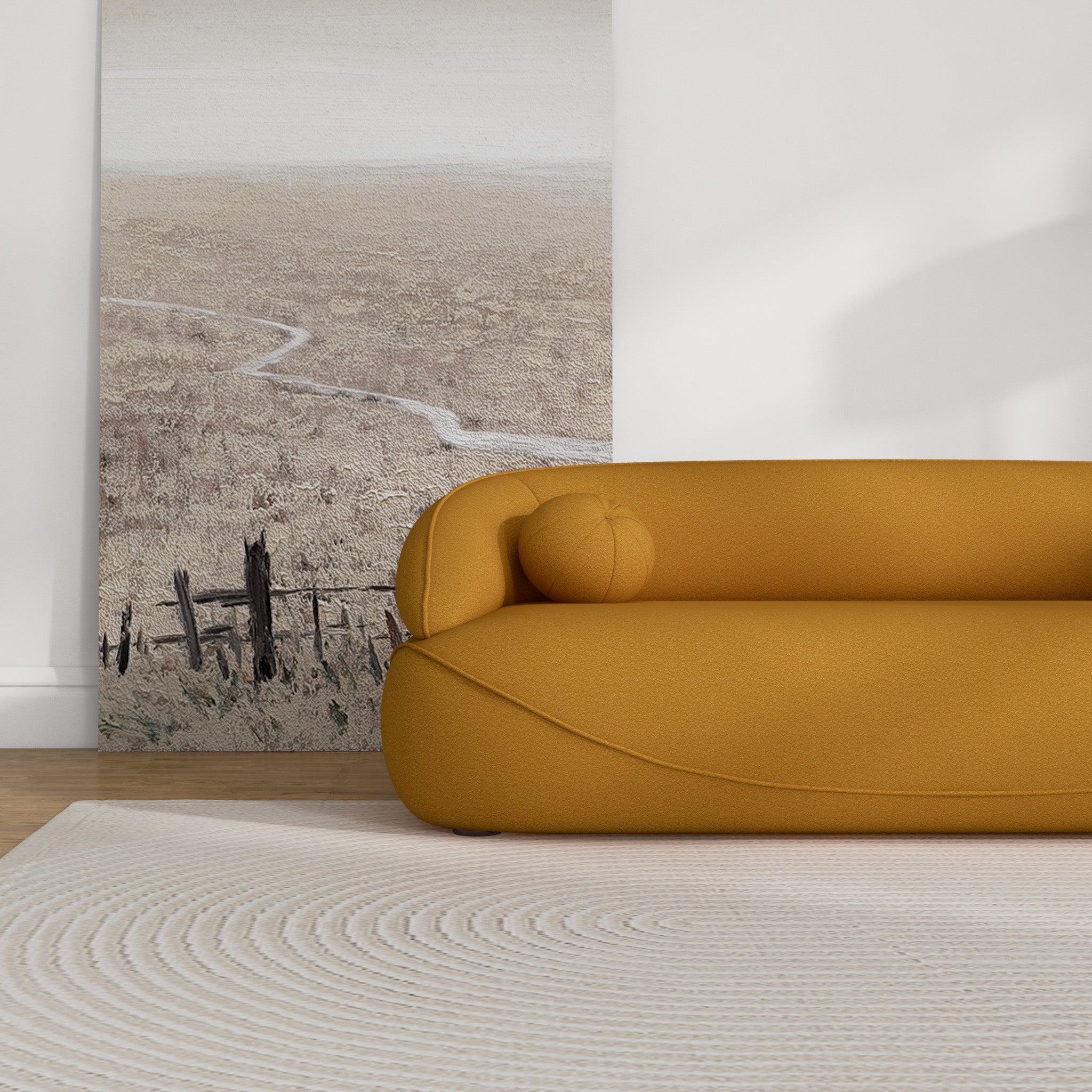 Brody Boucle Sofa Mustard Yellow