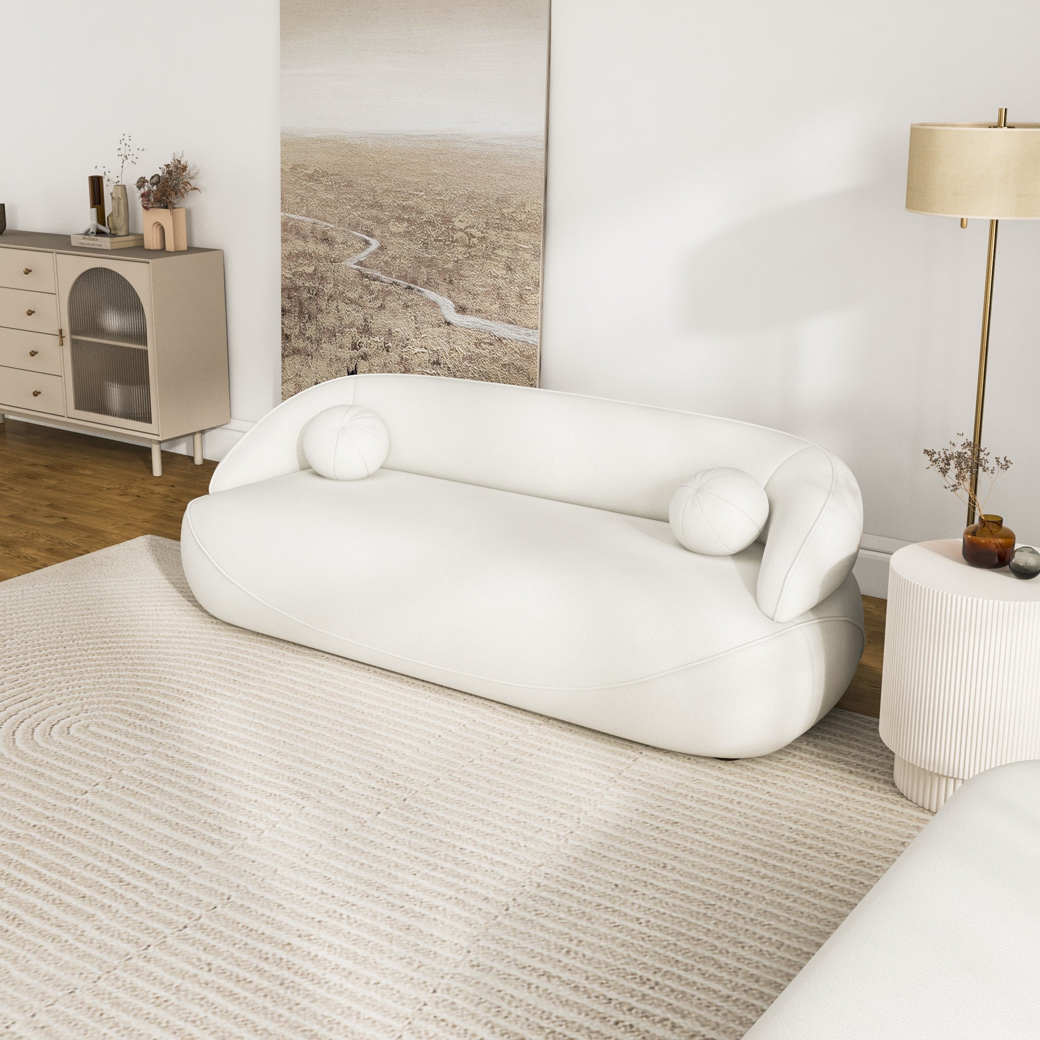 Brody Sofa White Boucle Fabric