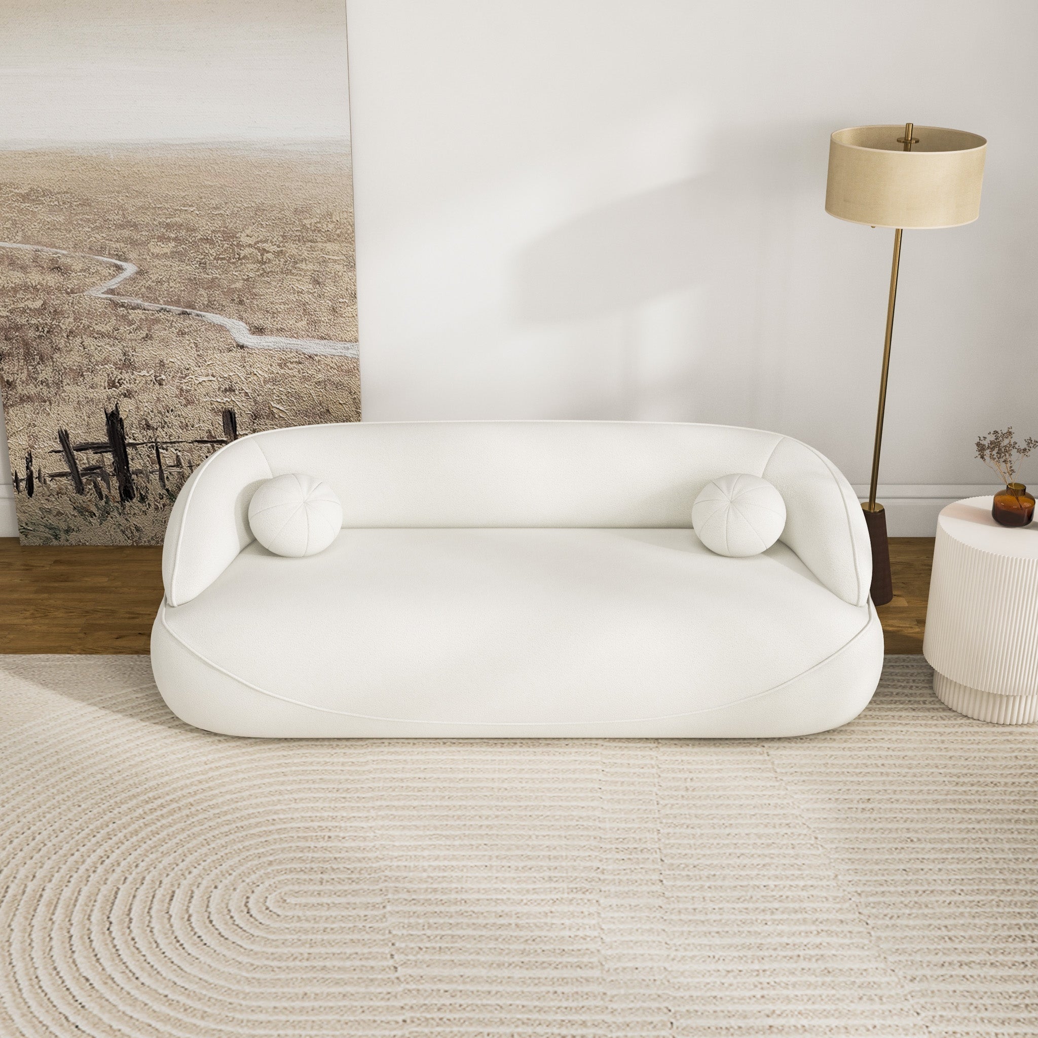 Brody Sofa White Boucle Fabric