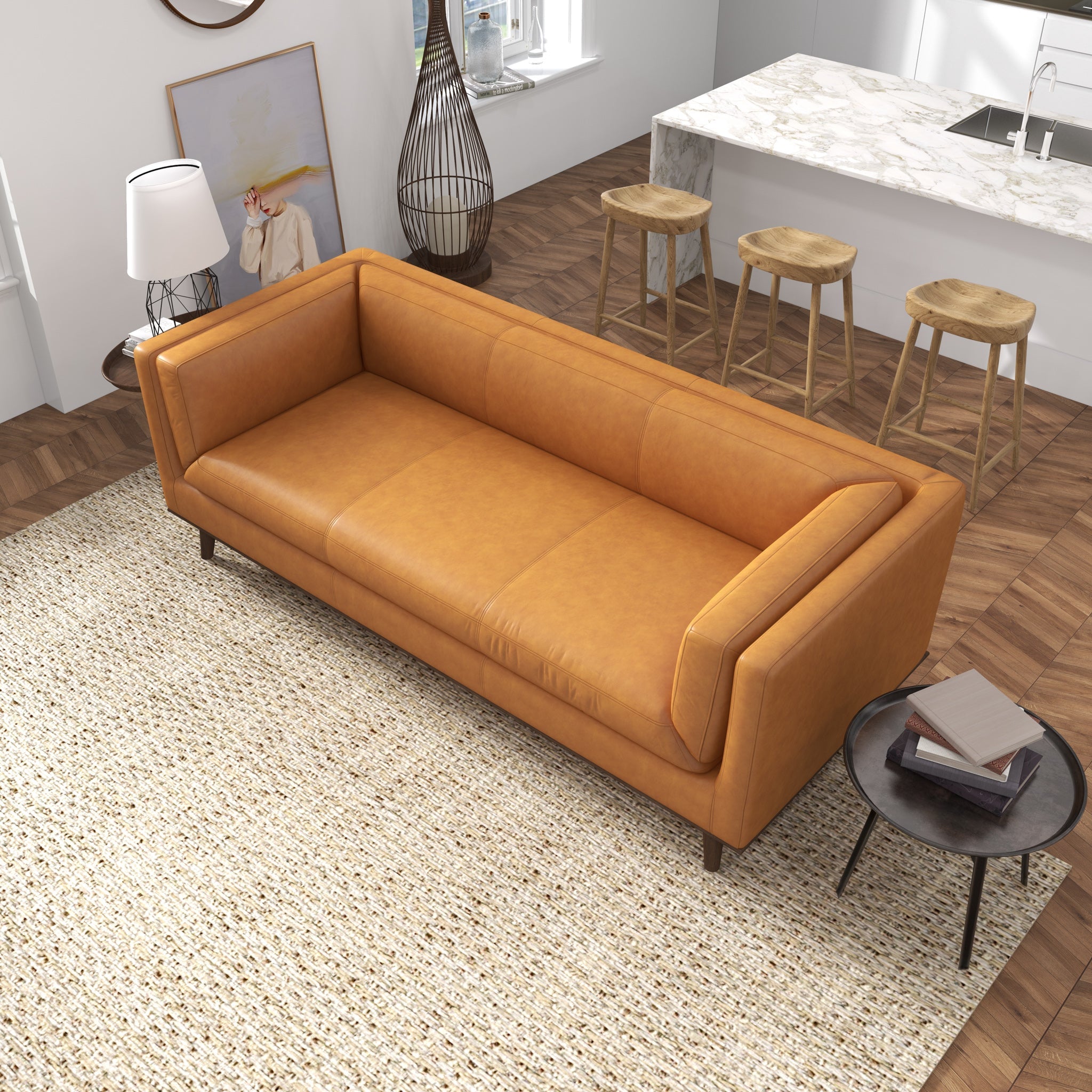 Brooklyn Tan Leather Sofa Couch