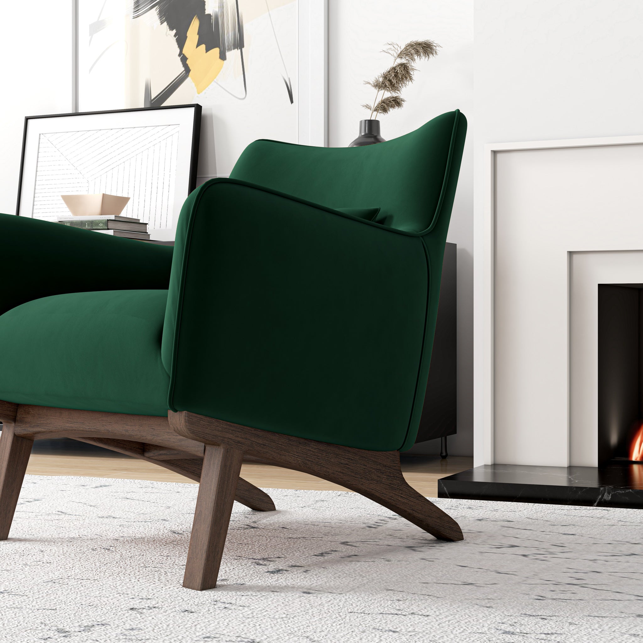 Casper Lounge Chair Dark Green Velvet