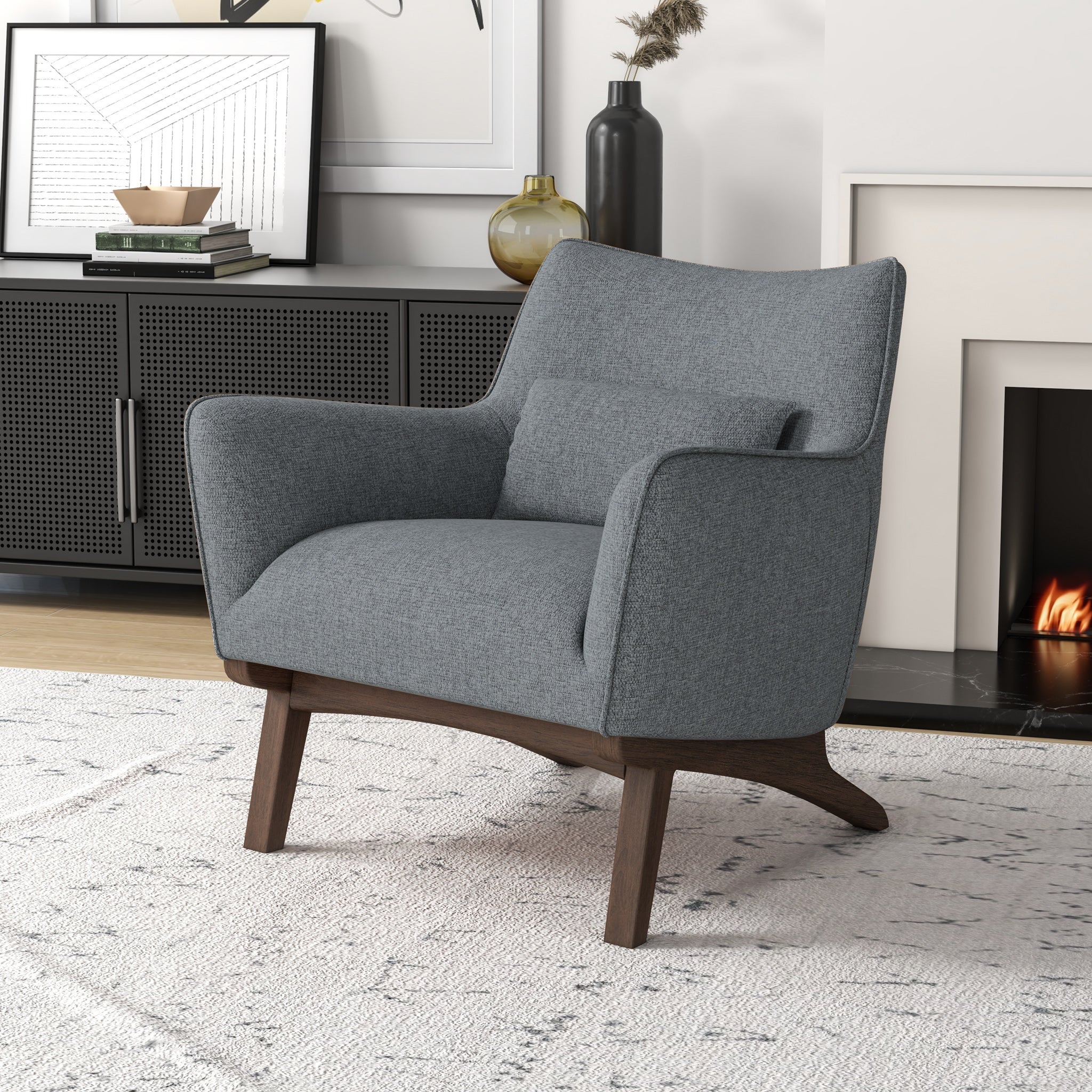 Casper Gray Linen Lounge Chair