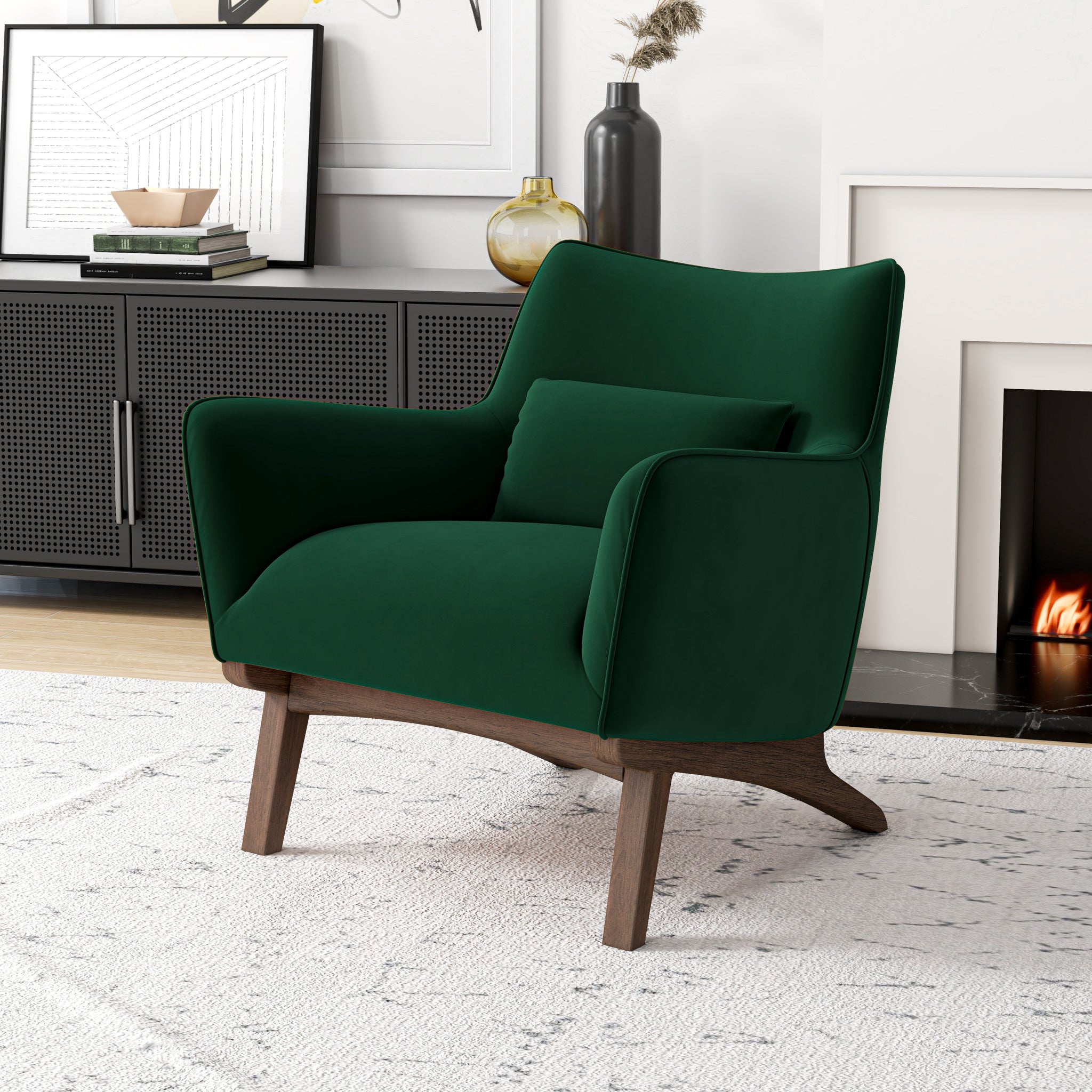 Casper Lounge Chair Dark Green Velvet