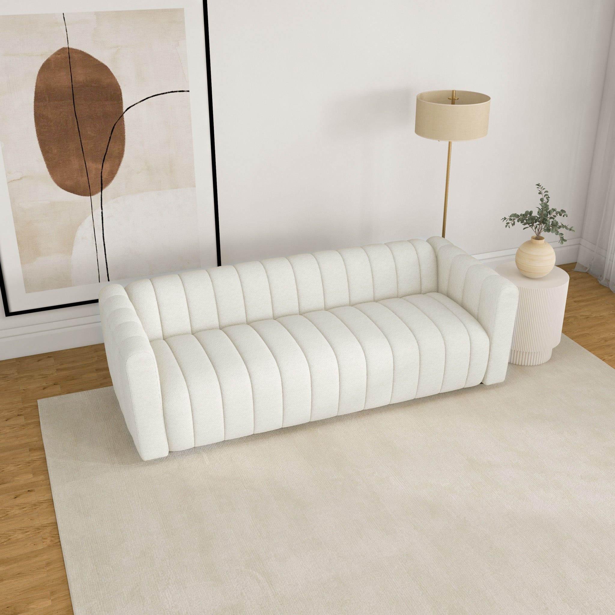 Clara White Boucle Sofa