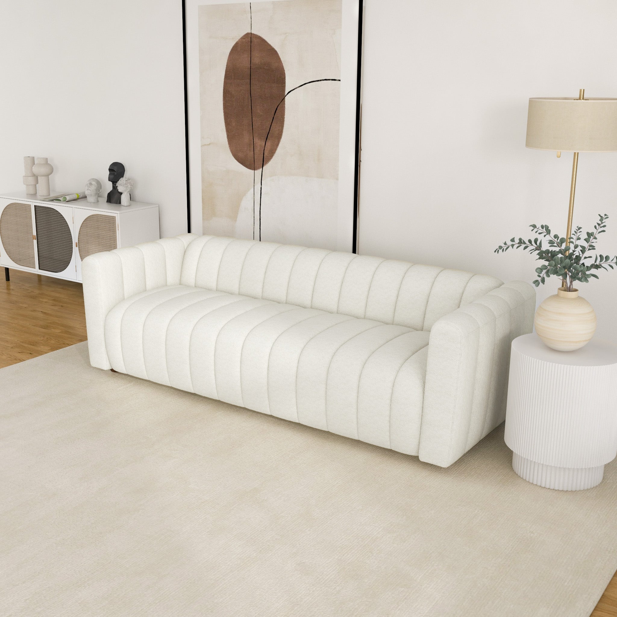 Clara White Boucle Sofa